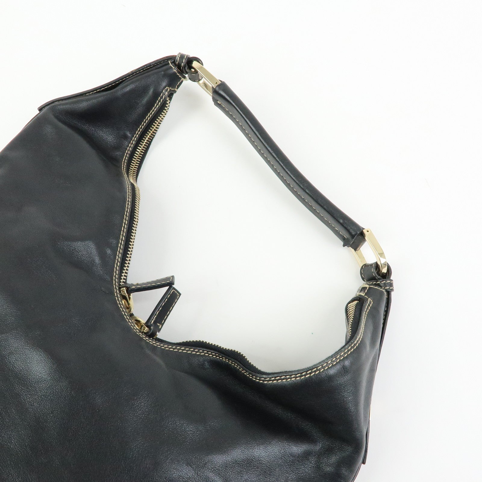GUCCI Leather Shoulder Bag Hand Bag Black 73885