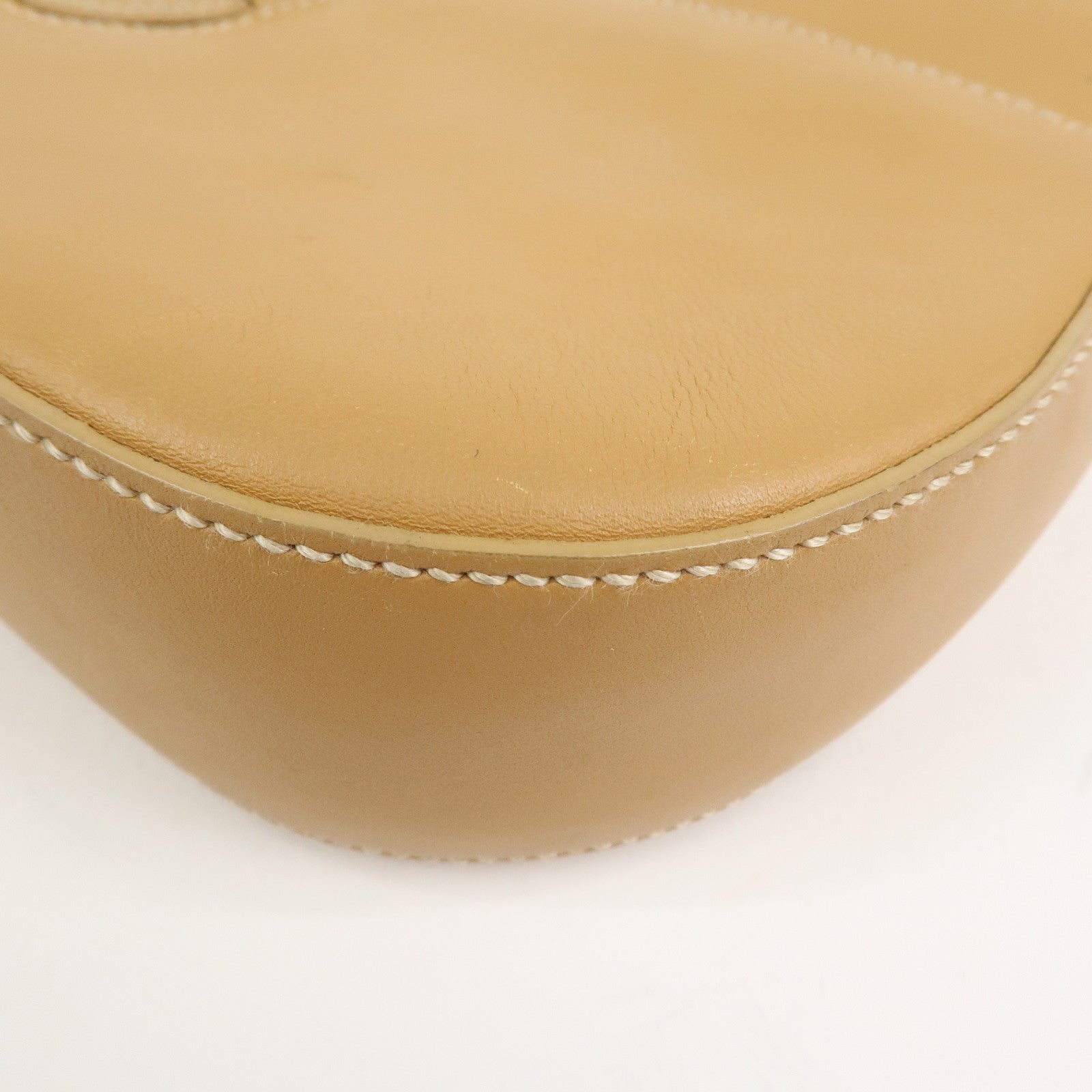 Ferragamo Gancini Leather Shoulder Bag Hand Bag Light Brown