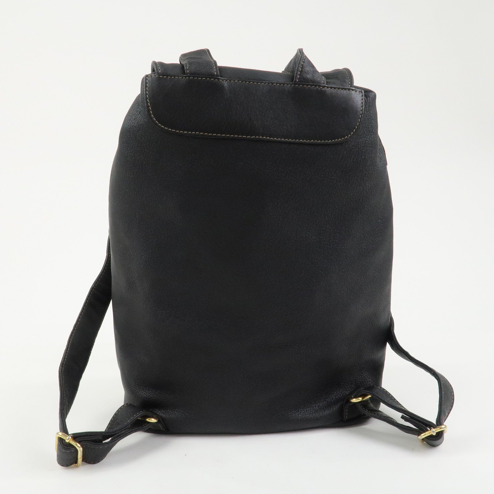 FENDI Logo Leather Backpack Rucksack Black 26063