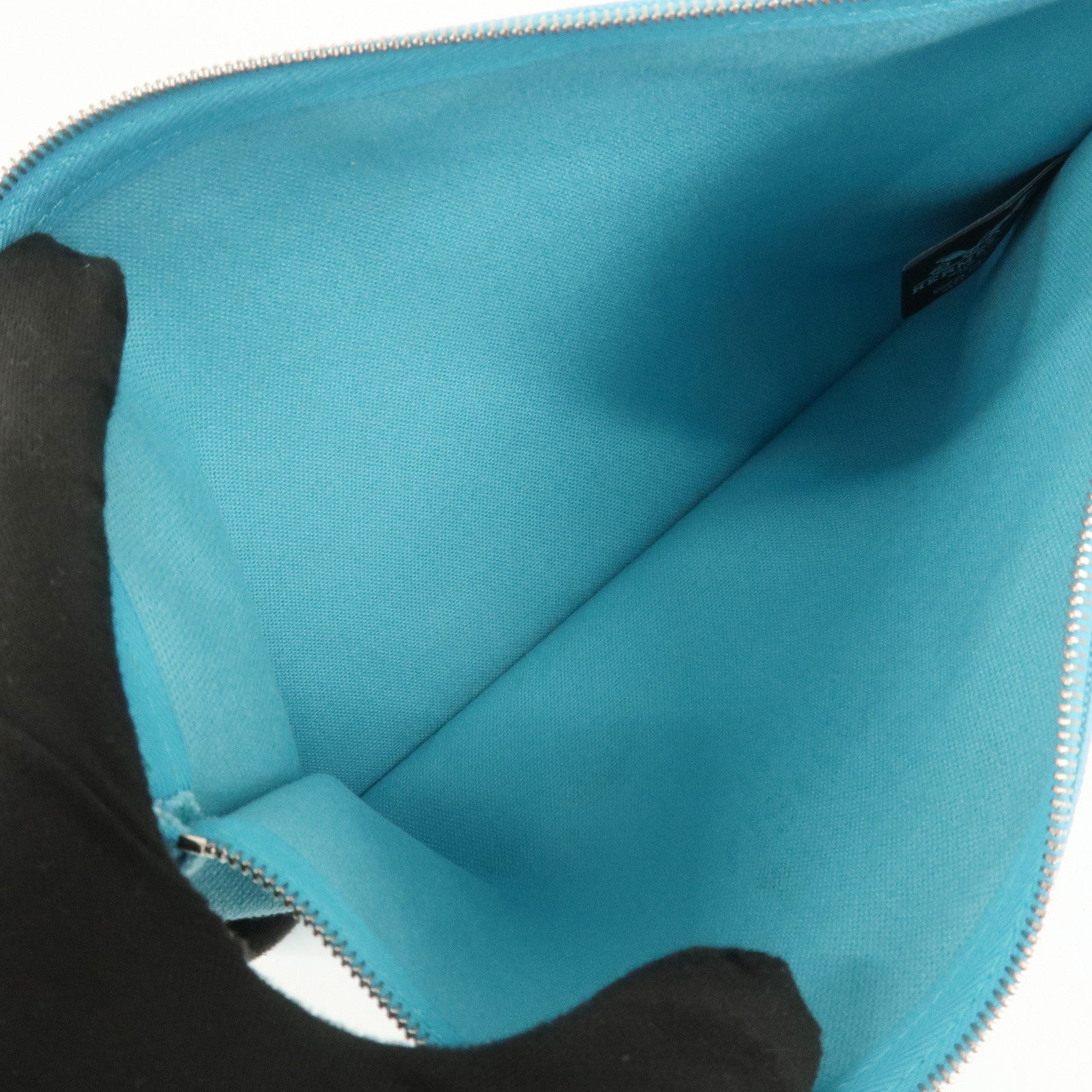 HERMES Bain Yachting Pouch GM Canvas Cosmetic Pouch Blue