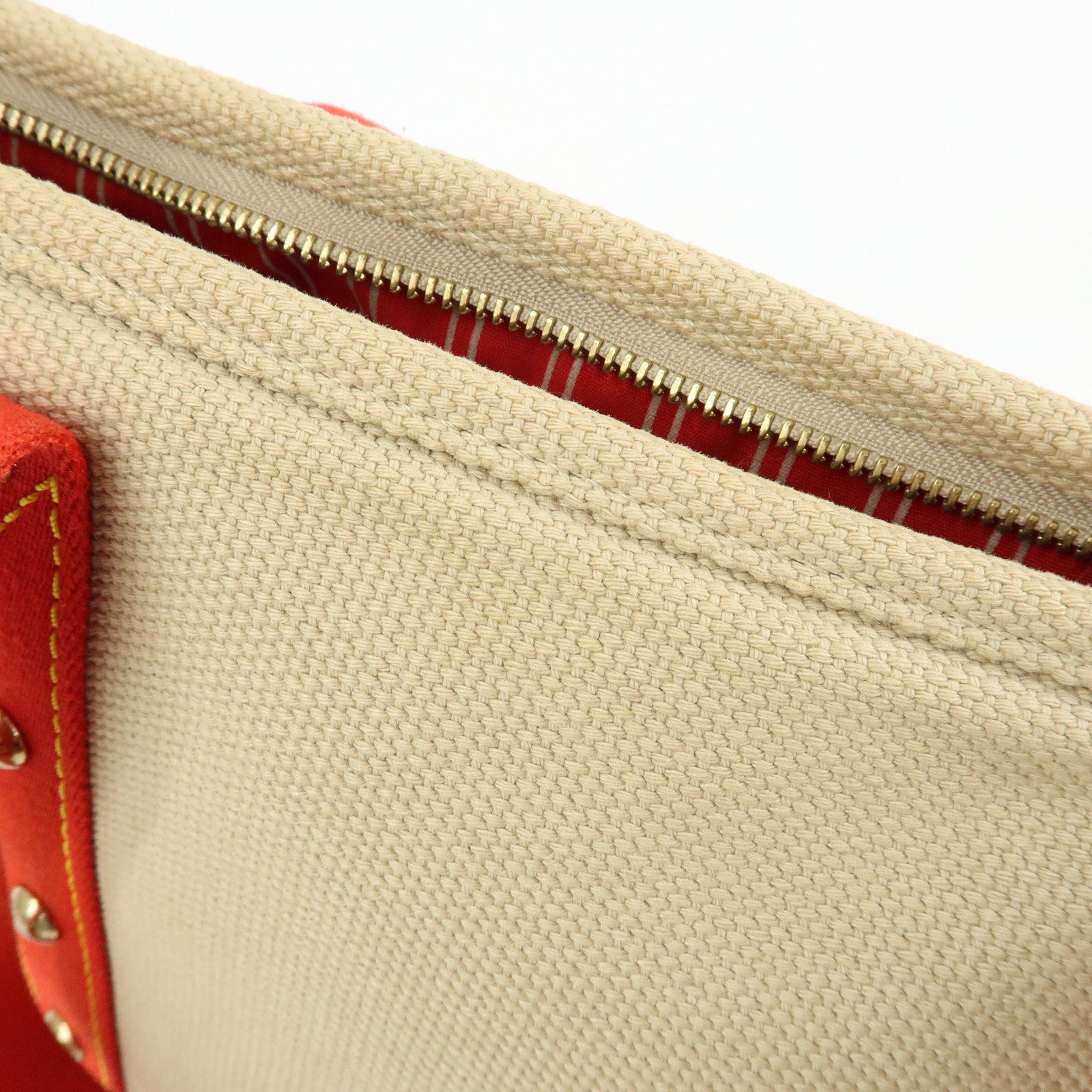 Louis Vuitton Antigua Cabas MM Canvas Leather Tote Bag Beige M40035