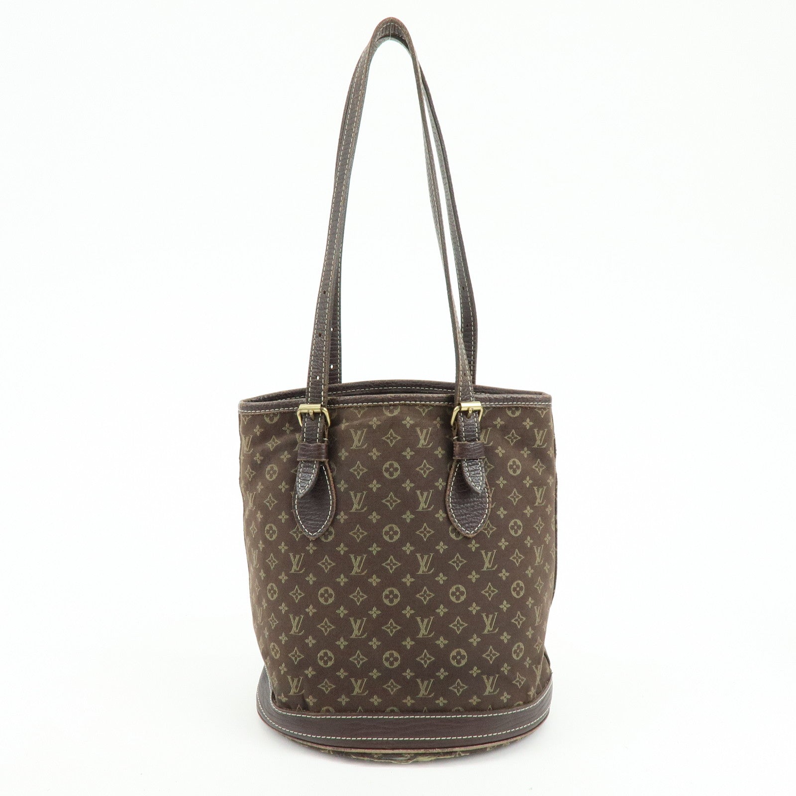 Louis Vuitton Monogram Mini Lin Bucket PM Tote Bag Ebene M95226
