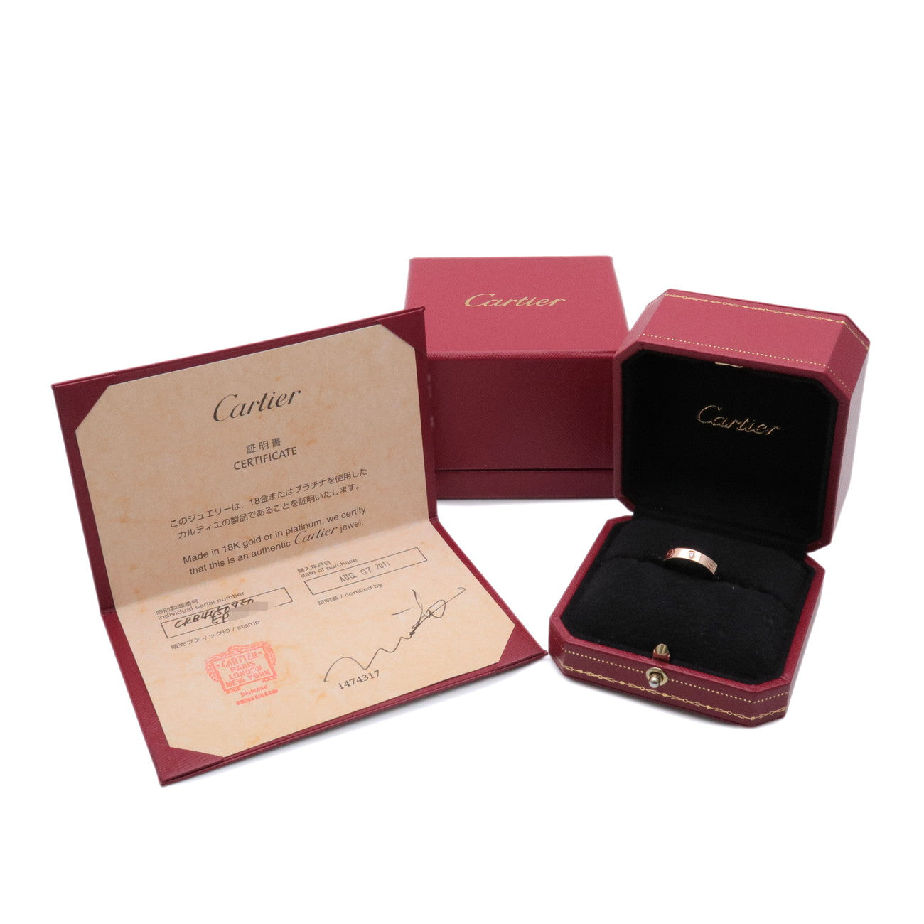 Cartier Mini Love 1P Diamond Ring K18 750PG #50 US5.5 CRB4050750