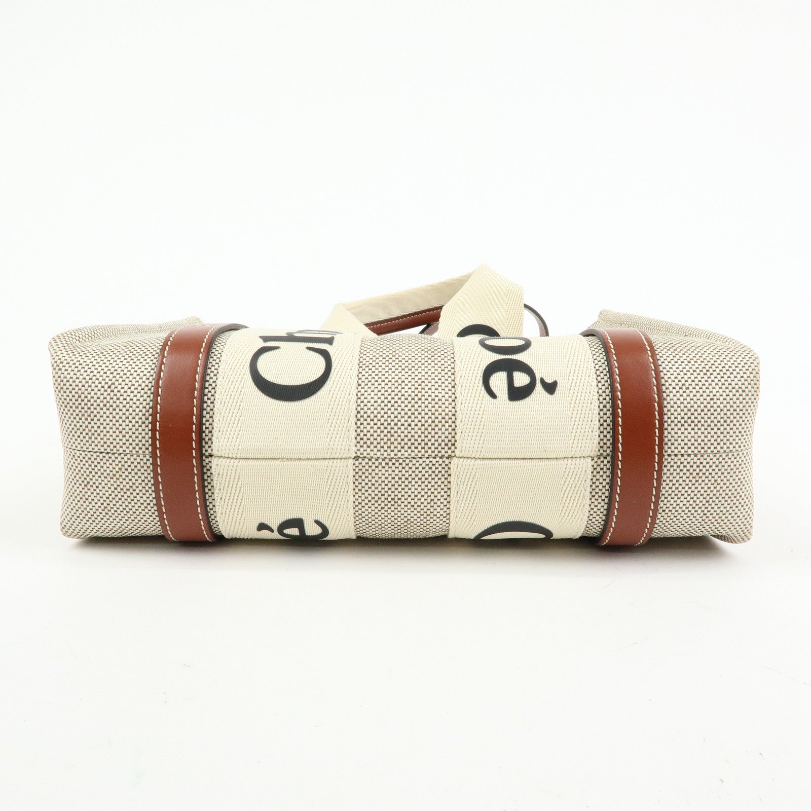 Chloe Woody Canvas Leather 2Way Bag Shoulder Bag Natural Brown