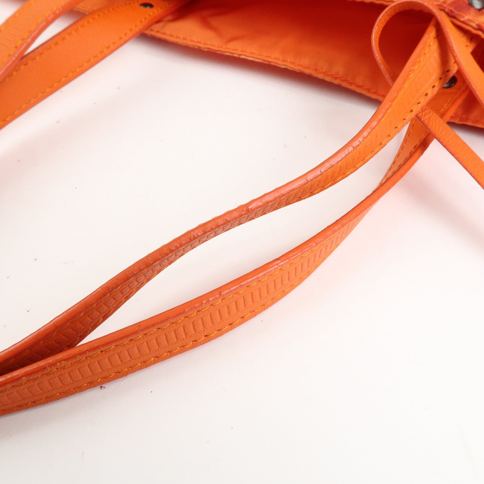 BOTTEGA VENETA Intrecciato Lujon Nylon Leather Tote Bag Orange Used