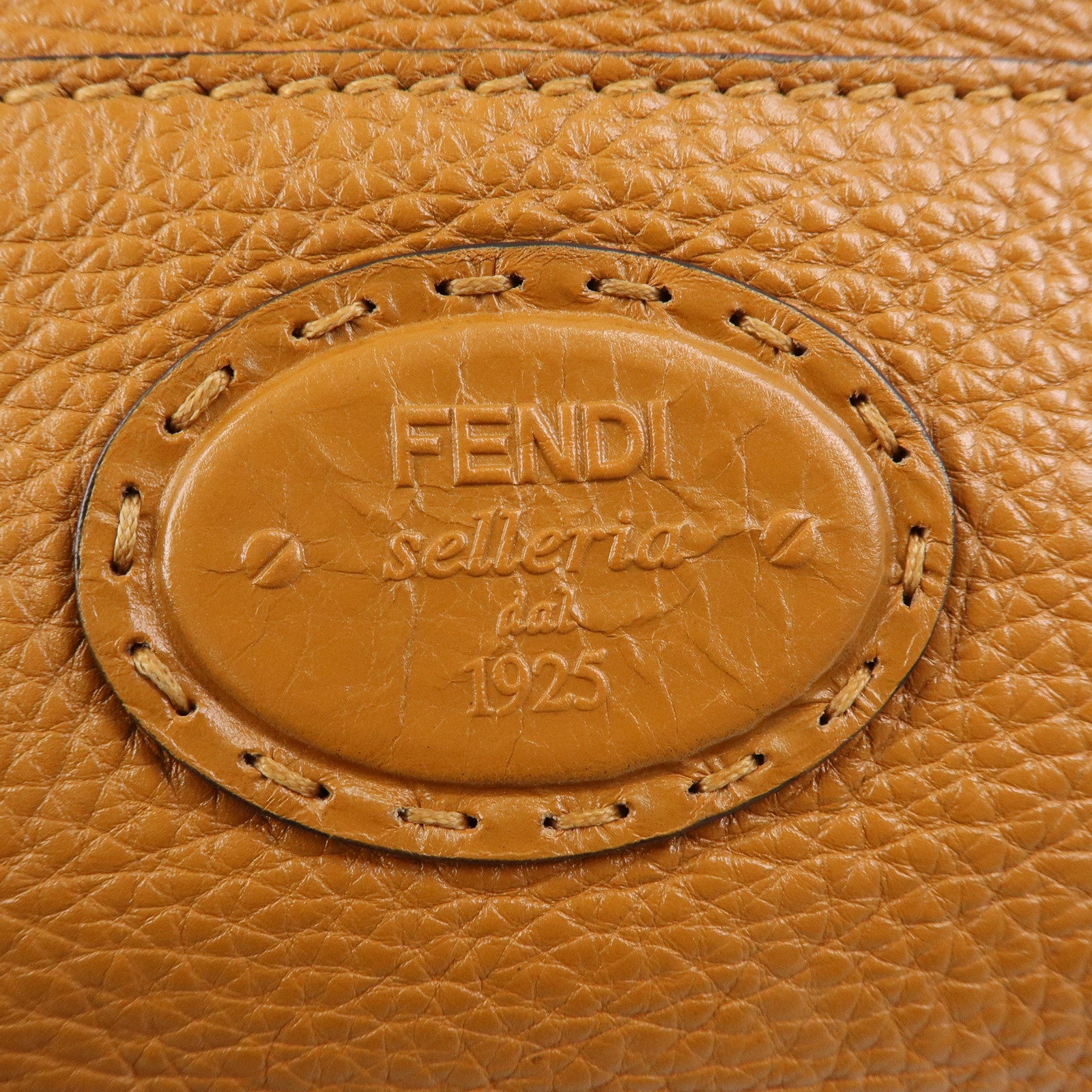 FENDI Chameleon Selleria Leather Tote Bag Shoulder Bag Brown 8BN232