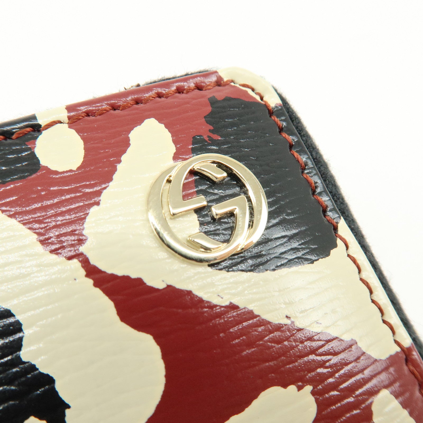 GUCCI Interlocking G Leather Round Zippy Long Wallet Red 309705