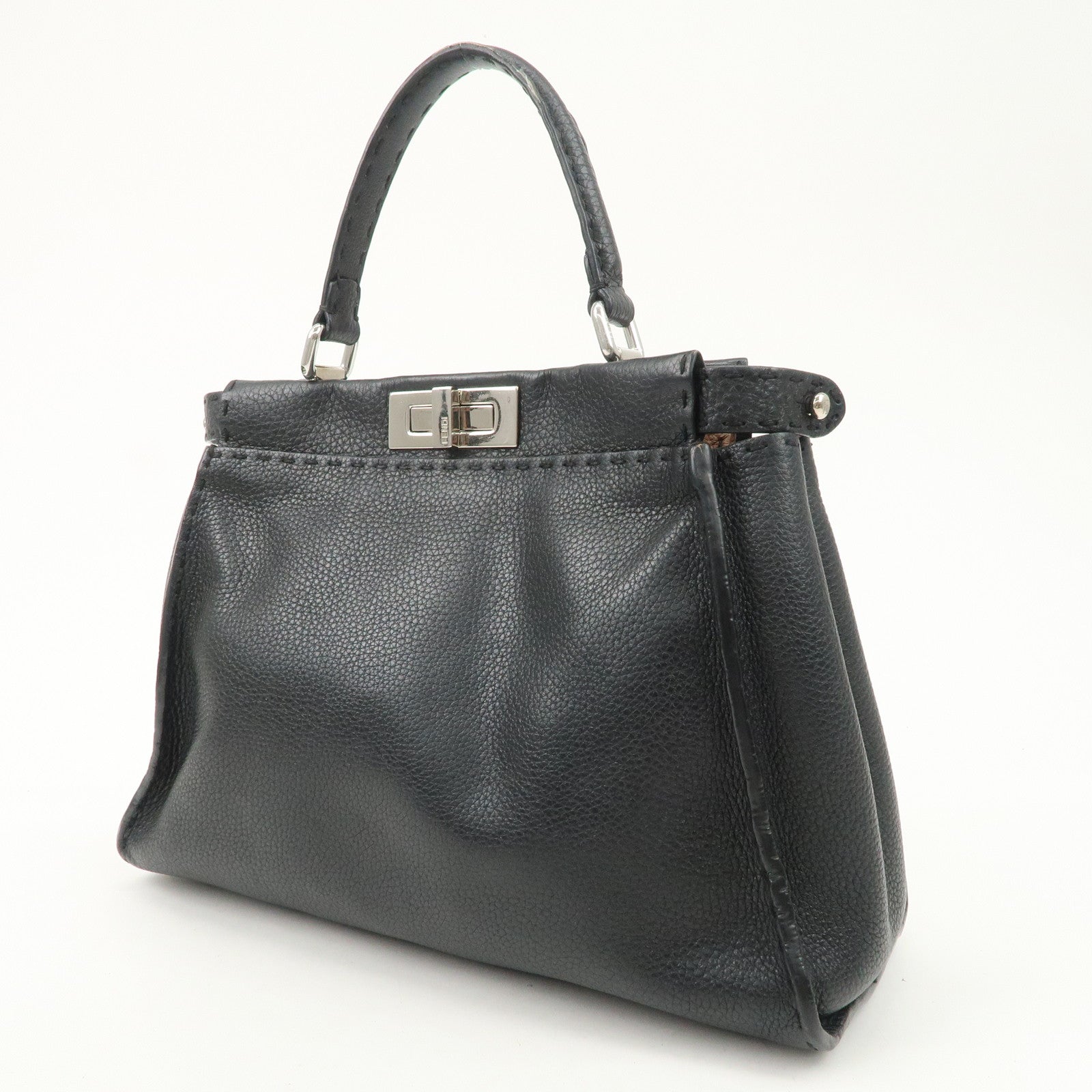 FENDI Selleria Peekaboo Regular Leather 2Way Shoulder Bag 8BN290 Used