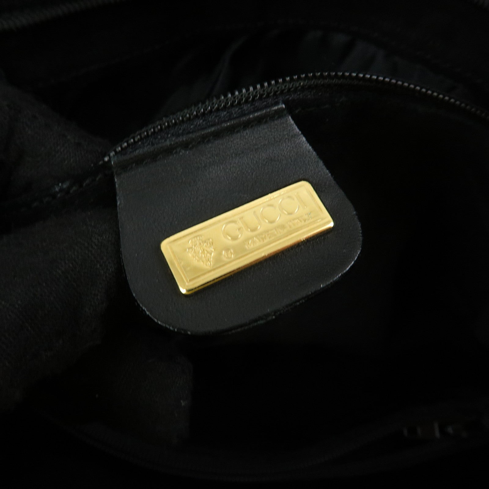 GUCCI Interlocking G Leather Boston Bag Hand Bag Black 000・58・0093