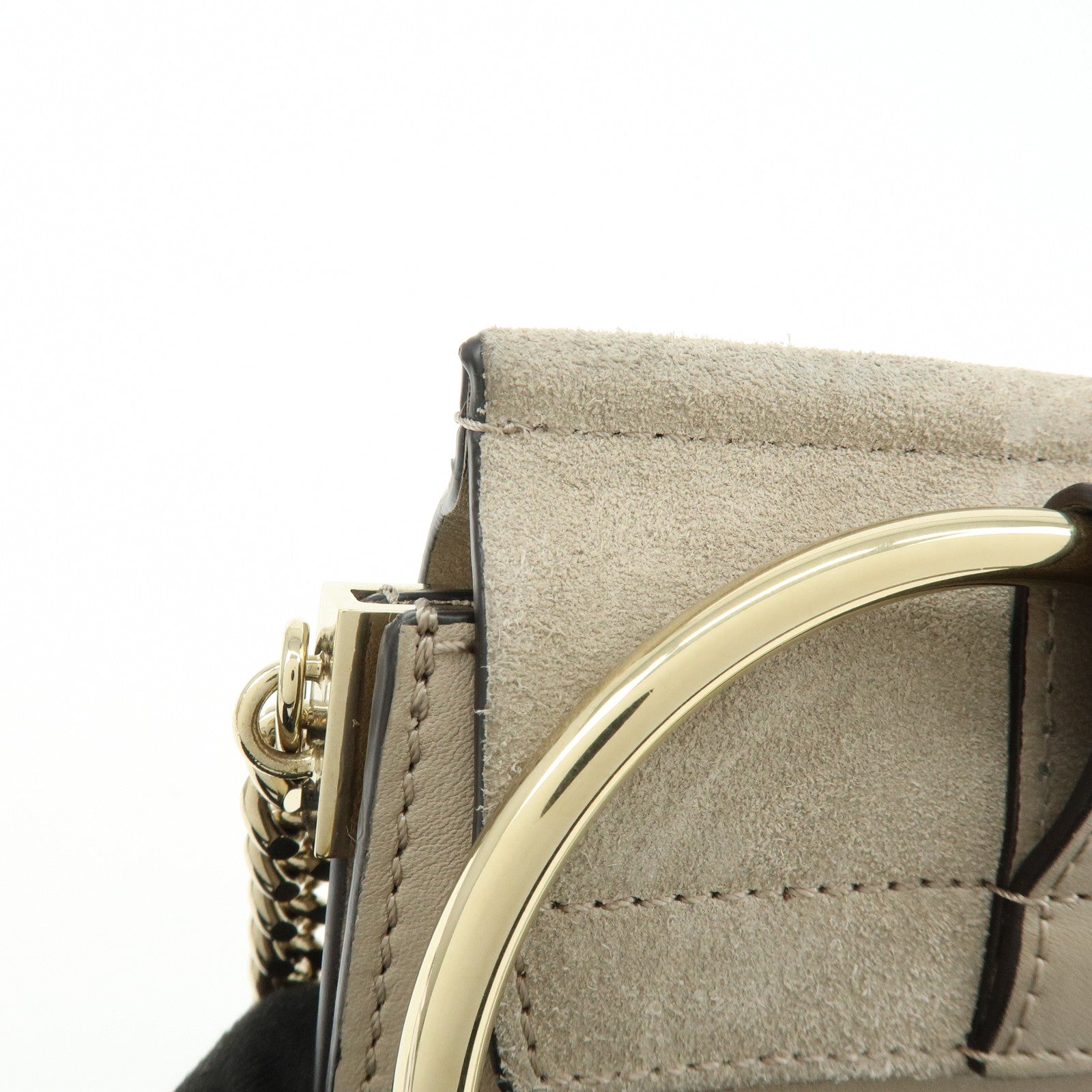 Chloe Faye Suede Leather Shoulder Bag Crossbody Bag Beige