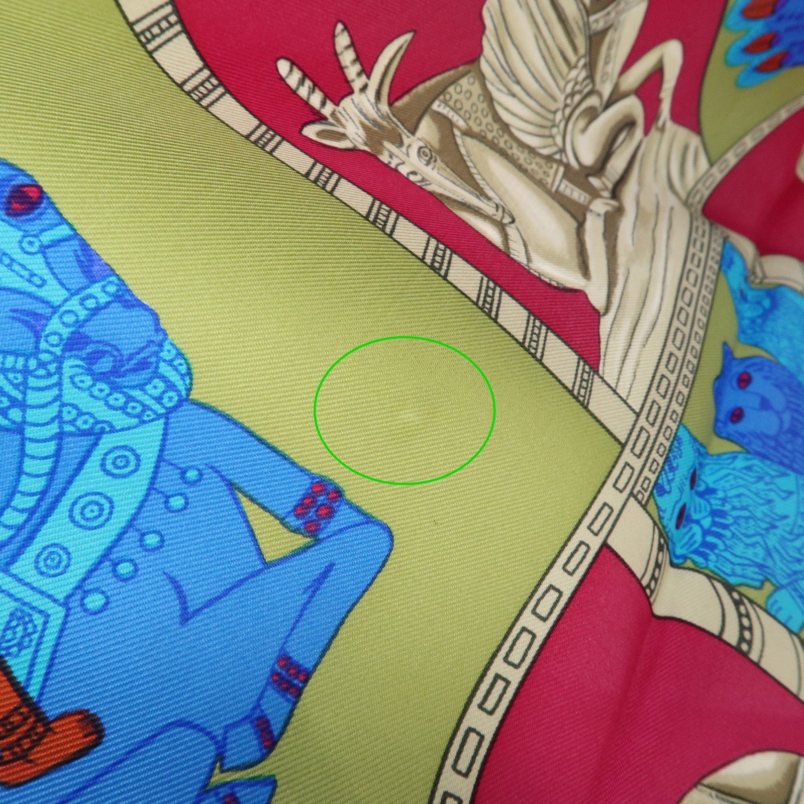 HERMES Carre 90 Silk 100% Scarf TORANA Pink Blue Green Used