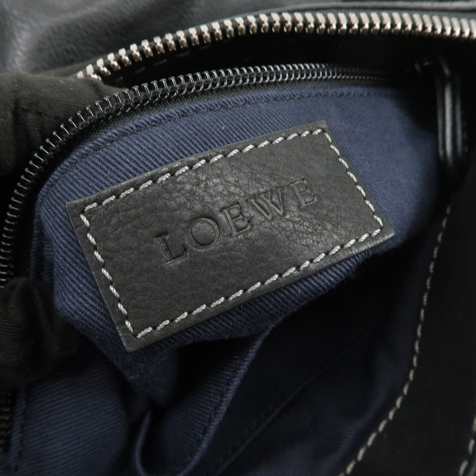 LOEWE Anagram Leather Canvas Shoulder Bag Crossbody Black