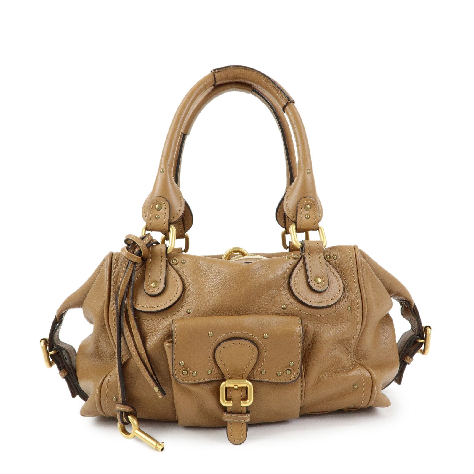 Chloe Paddington Leather Shoulder Bag Boston Bag Brown