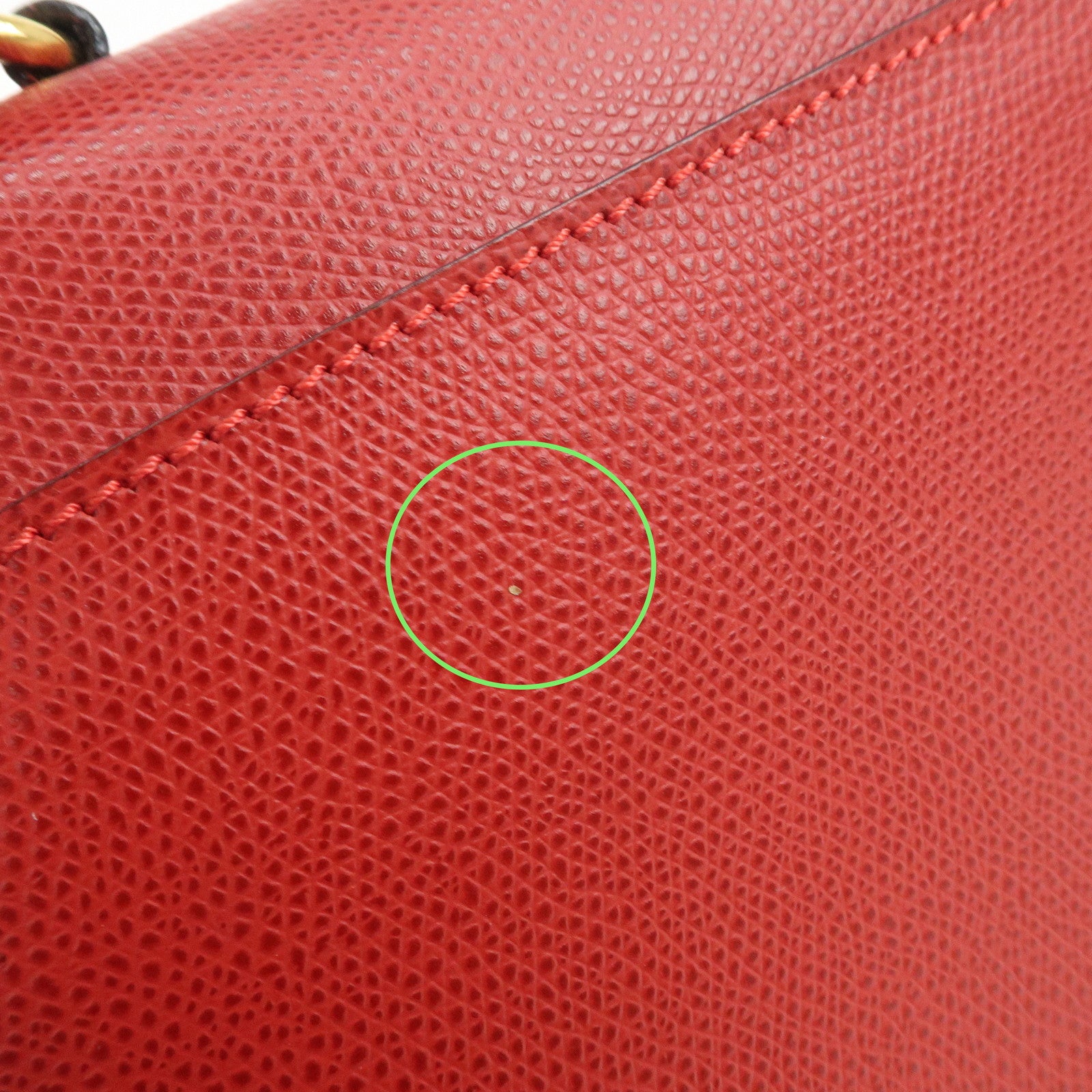 CELINE Leather Top Handle Turn Lock 2Way Hand Bag Shoulder Bag Red