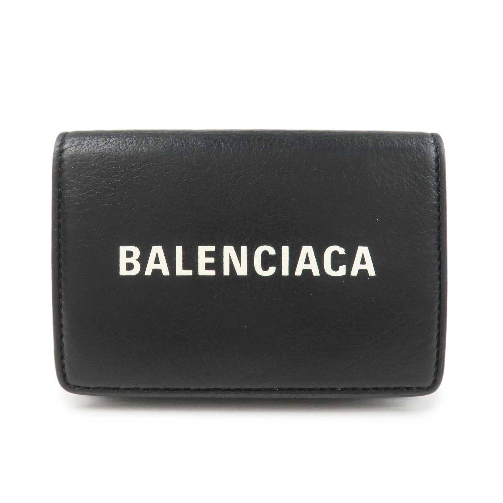 BALENCIAGA Everyday Leather Compact Tri-fold Compact Wallet Black