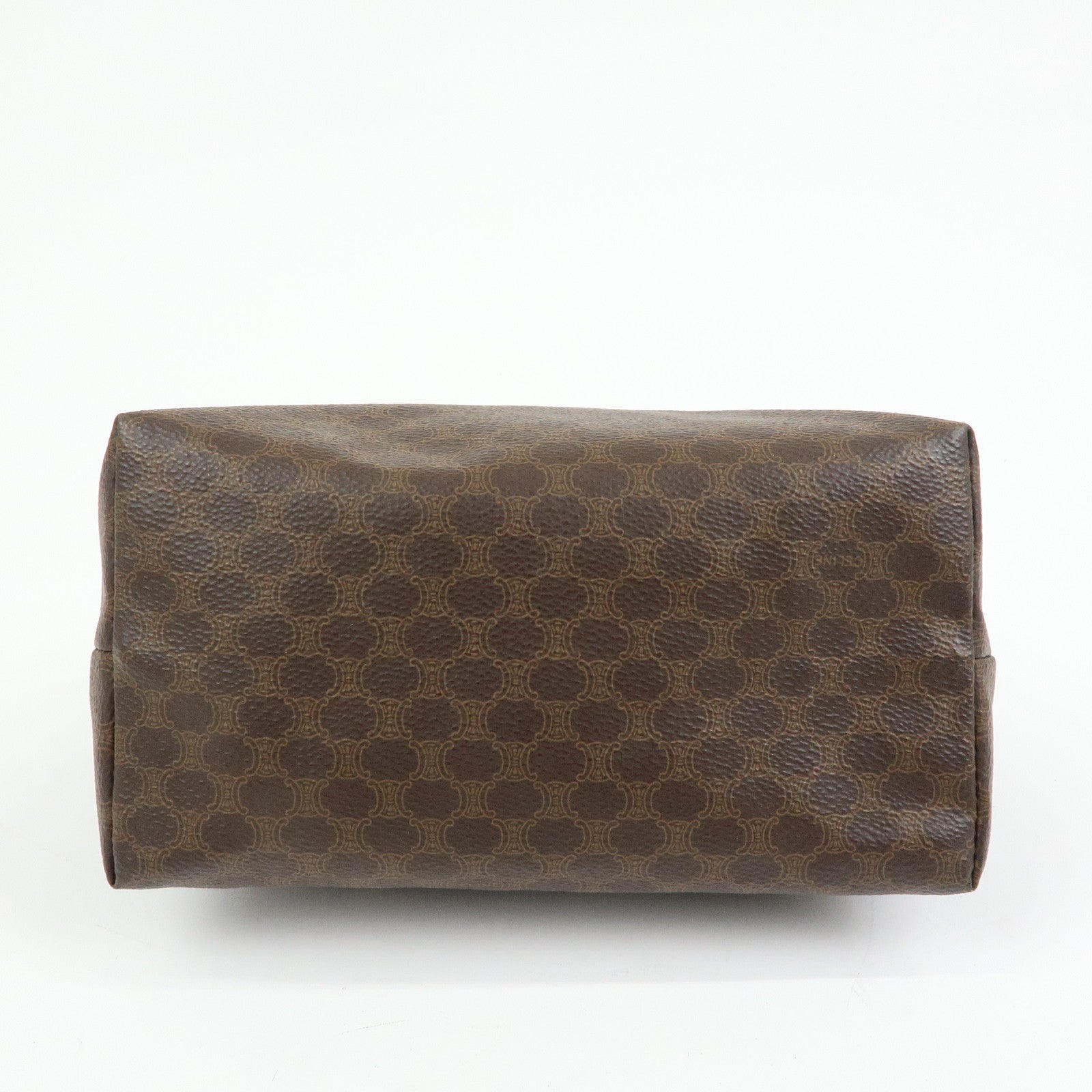 CELINE Macadam PVC Leather Hand Bag Pouch Brown
