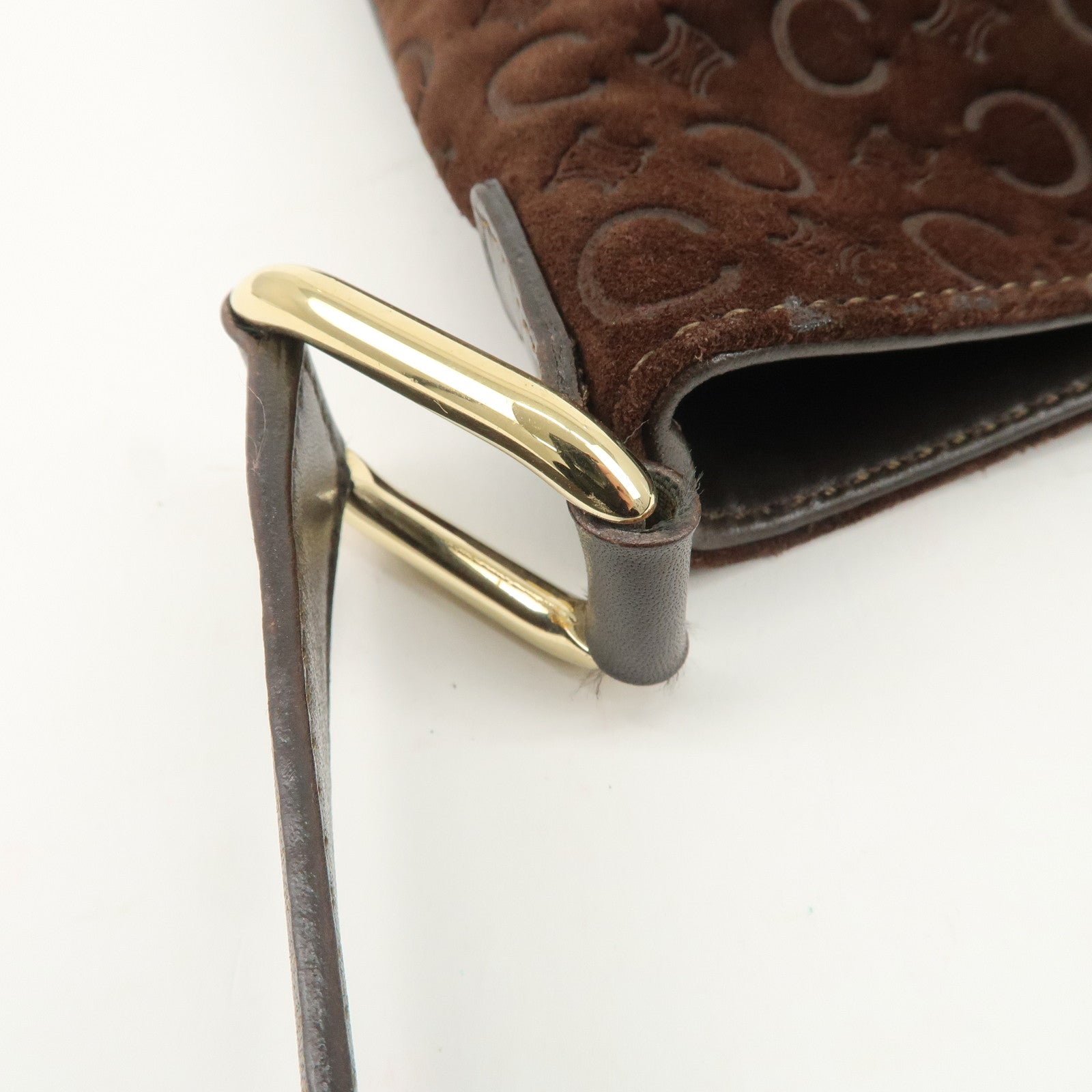 CELINE C Macadam Suede Leather Shoulder Bag Brown