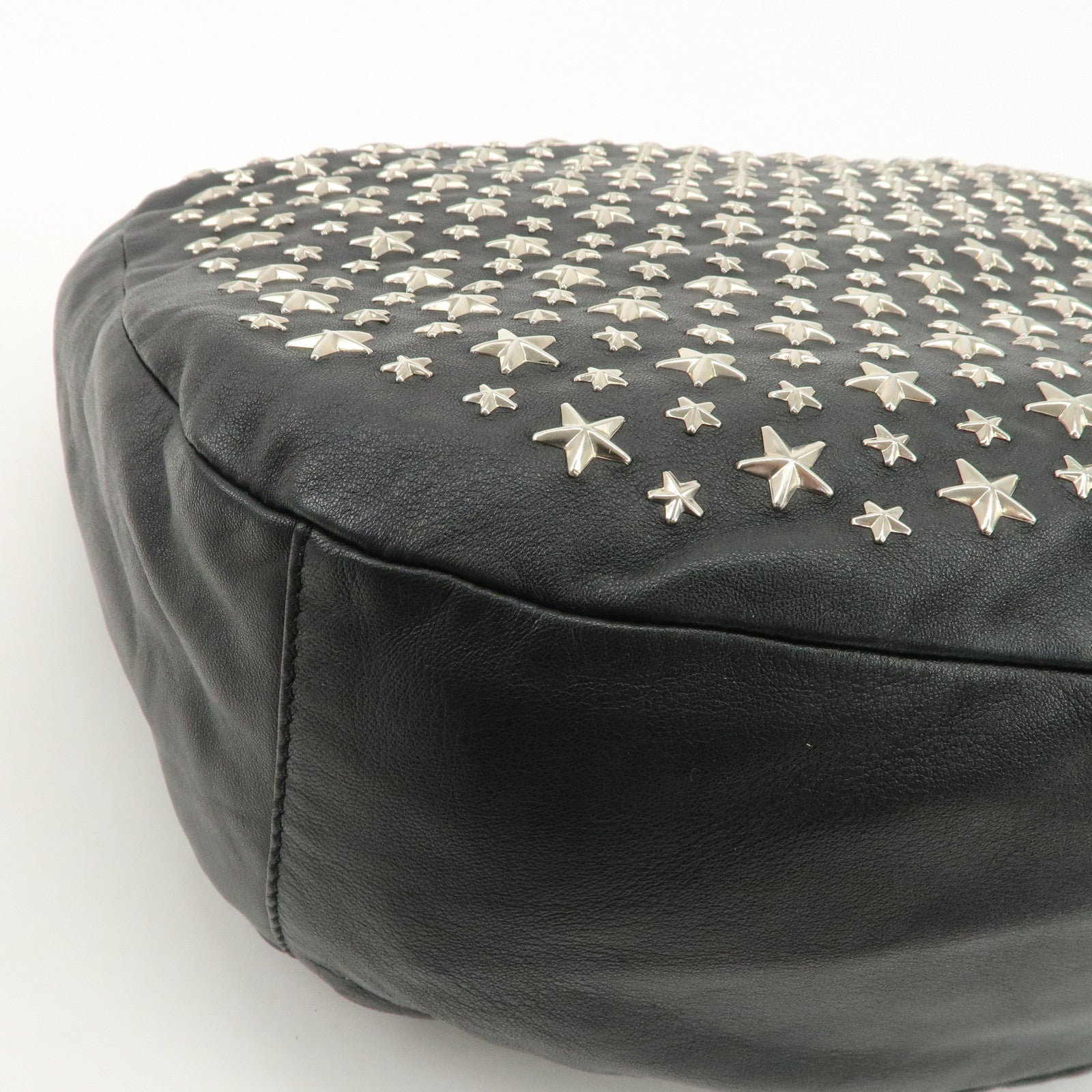 JIMMY CHOO Sky Bag Studs Leather Shoulder Bag Black