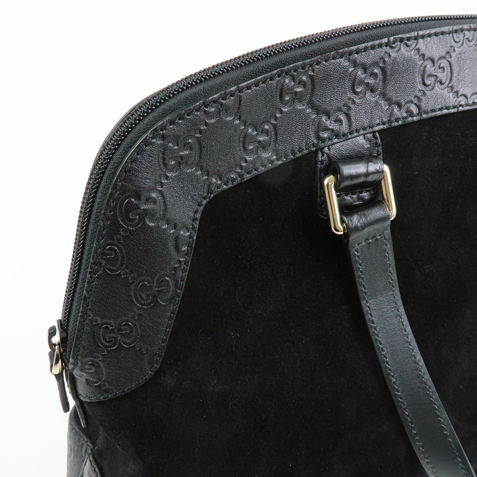 GUCCI Guccissima Leather Suede Hand Bag Shoulder Bag Black 295530