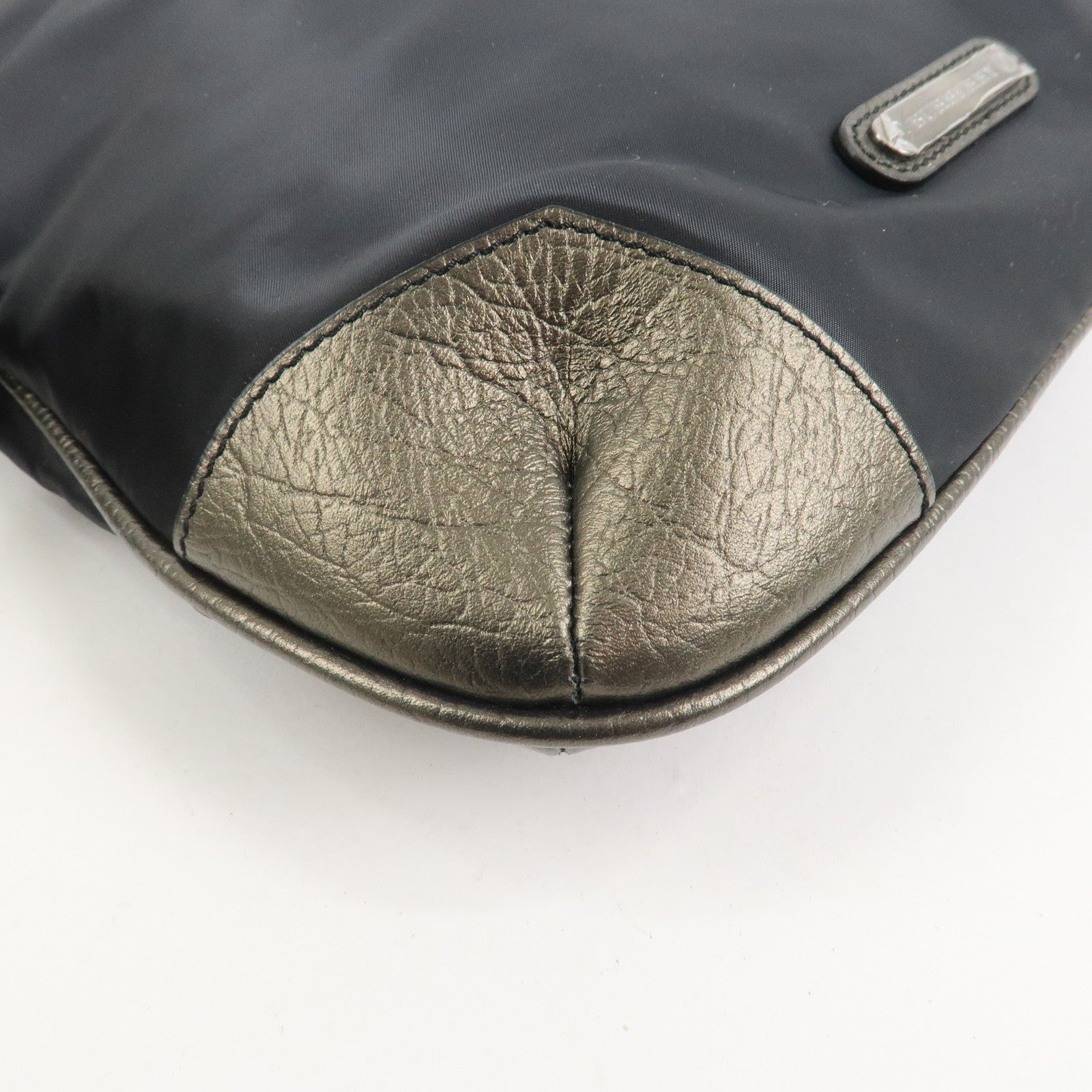 BURBERRY Nylon Leather Shoulder Bag Crossbody Bag Black Bronze