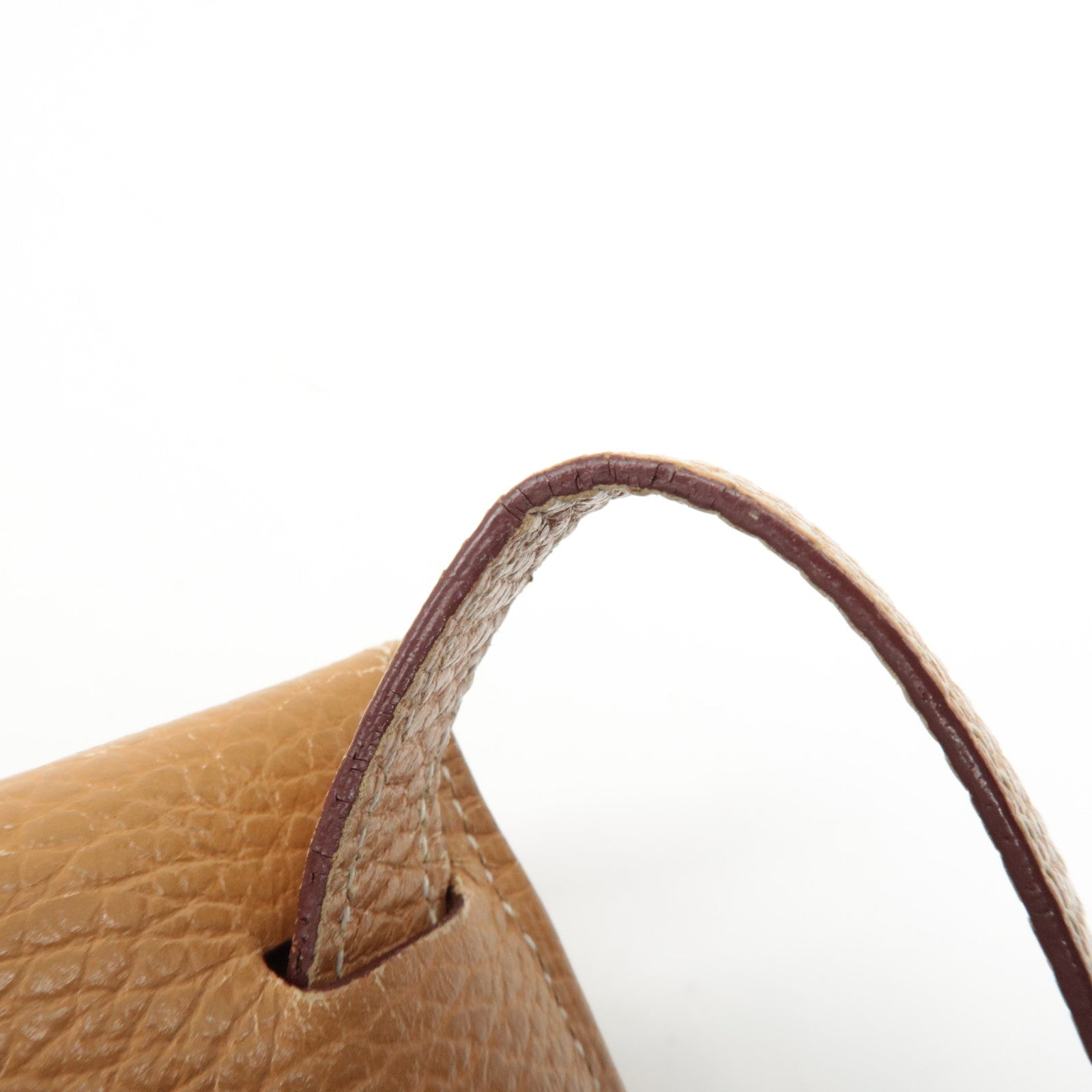 HERMES Leather Ameli H Logo Shoulder Bag Brown Silver HDW Used