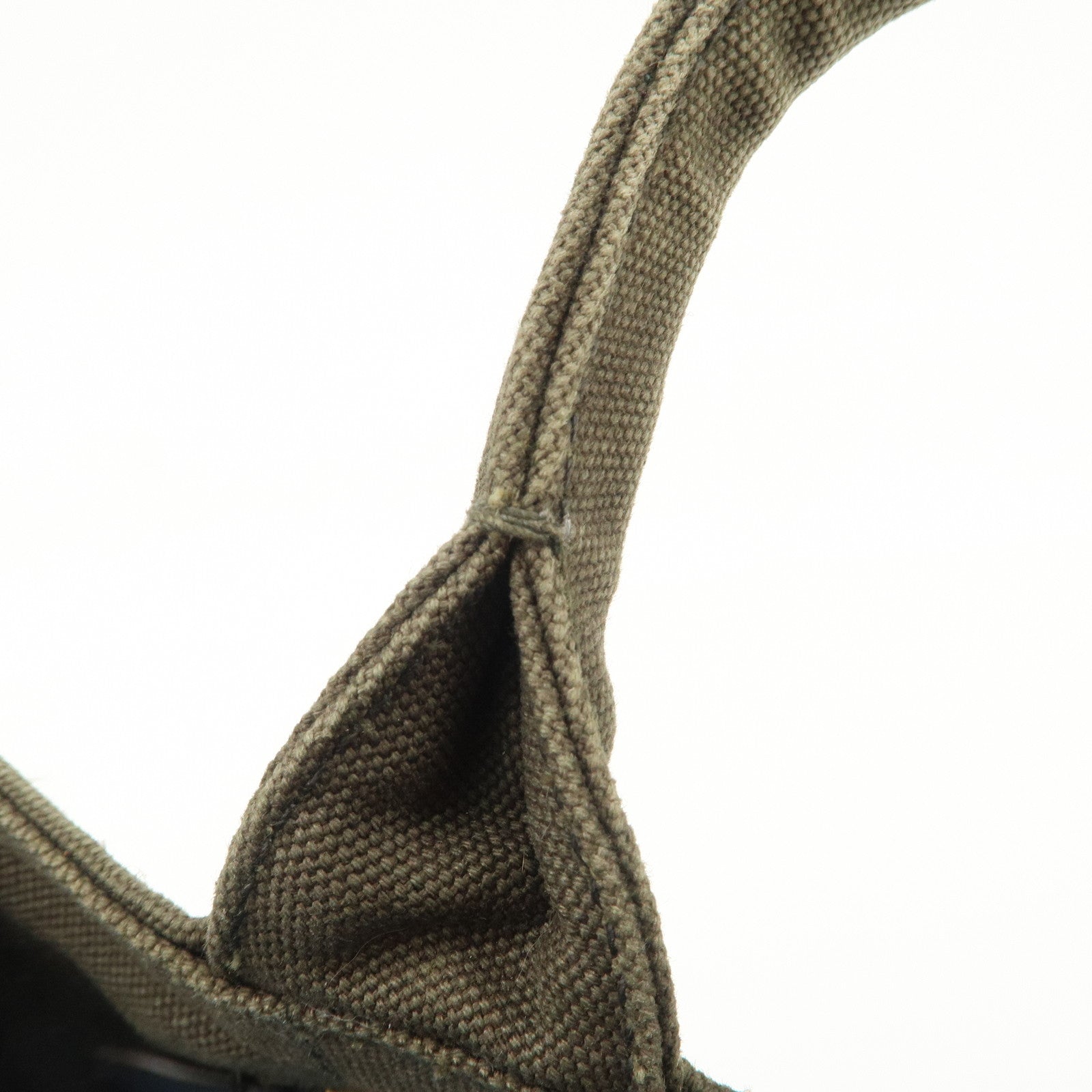 PRADA Canapa Mini Canvas Bag Hand Bag Tote Bag Khaki BN2439 Used