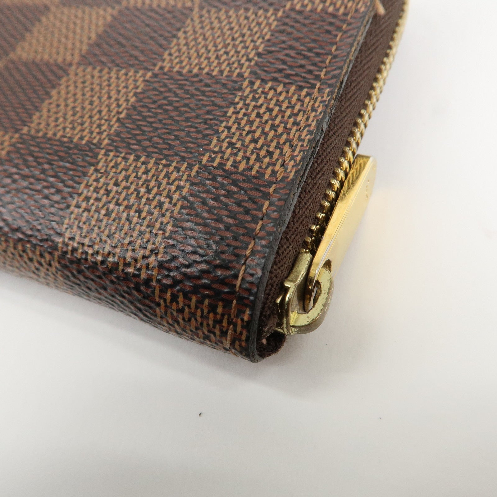 Louis Vuitton Damier Canvas Zippy Round Coin Case Coin Pourse Brown N60213