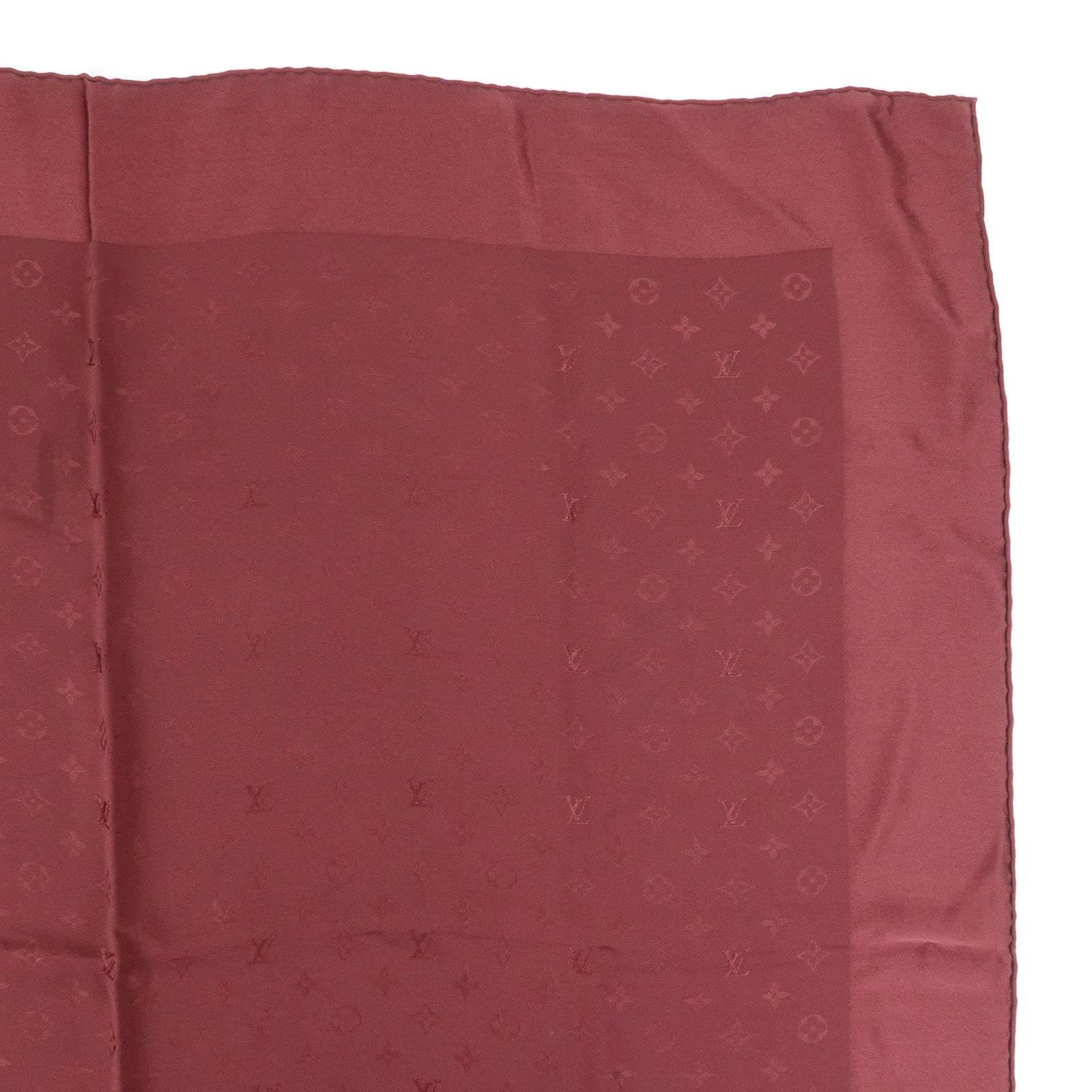 Louis Vuitton Monogram Silk 100% Scarf Shawl Bordeaux