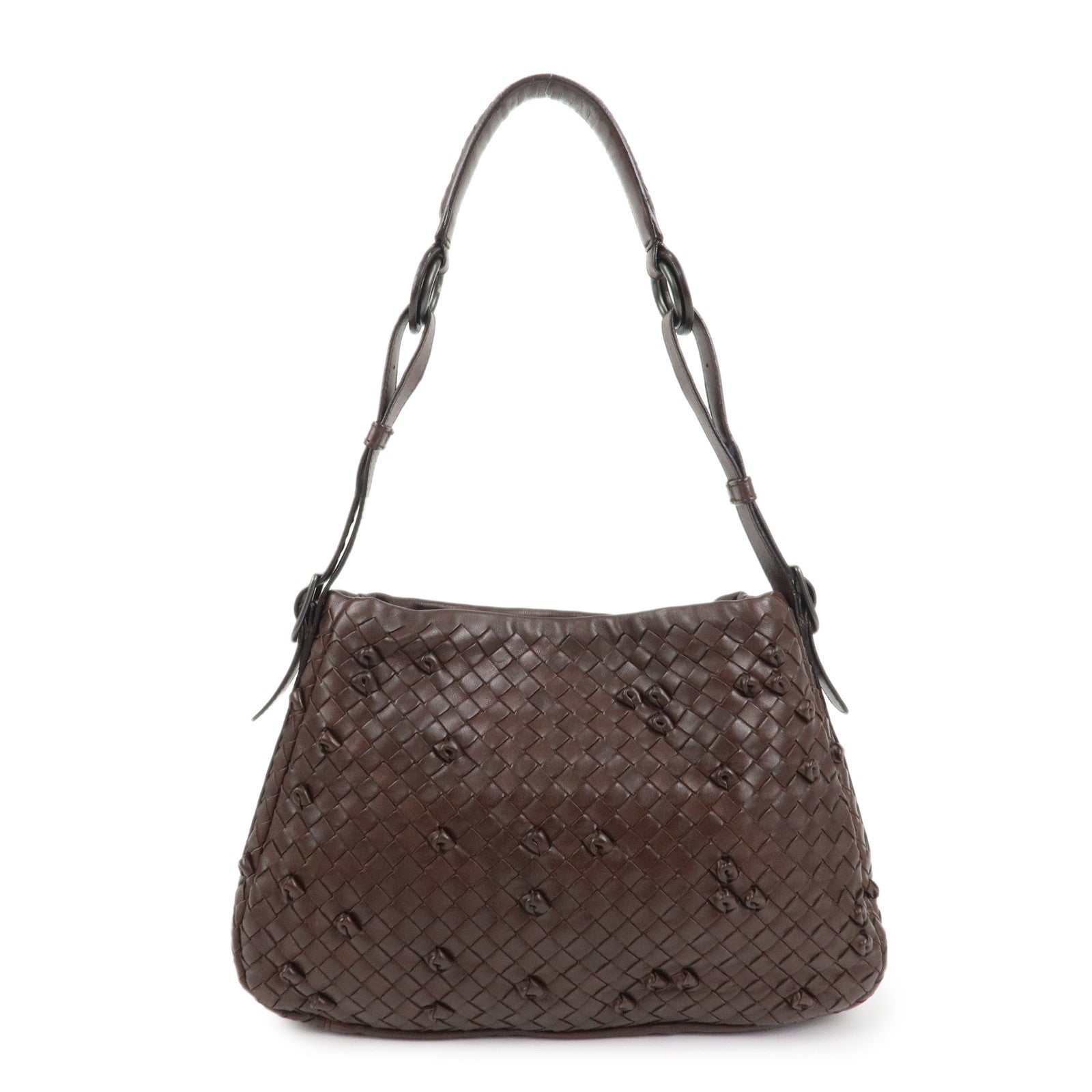 BOTTEGA VENETA Intrecciato Leather Shoulder Bag Brown 133507