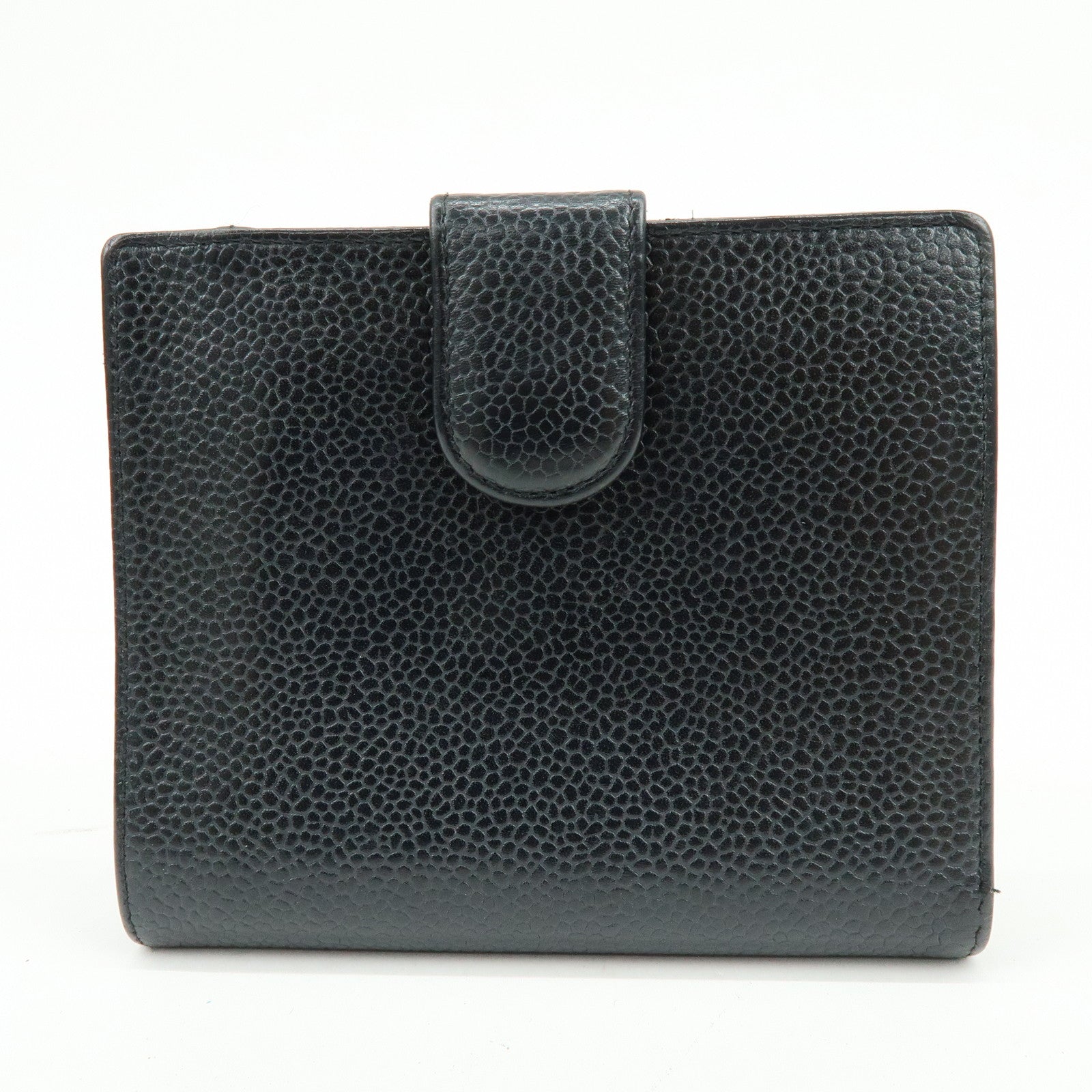 CHANEL COCO Mark Caviarskin Compact Bi-fold Wallet Black
