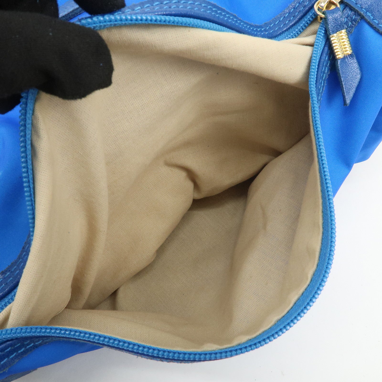 LOEWE Anagram Logo Nylon Leather Backpack Rucksack Blue