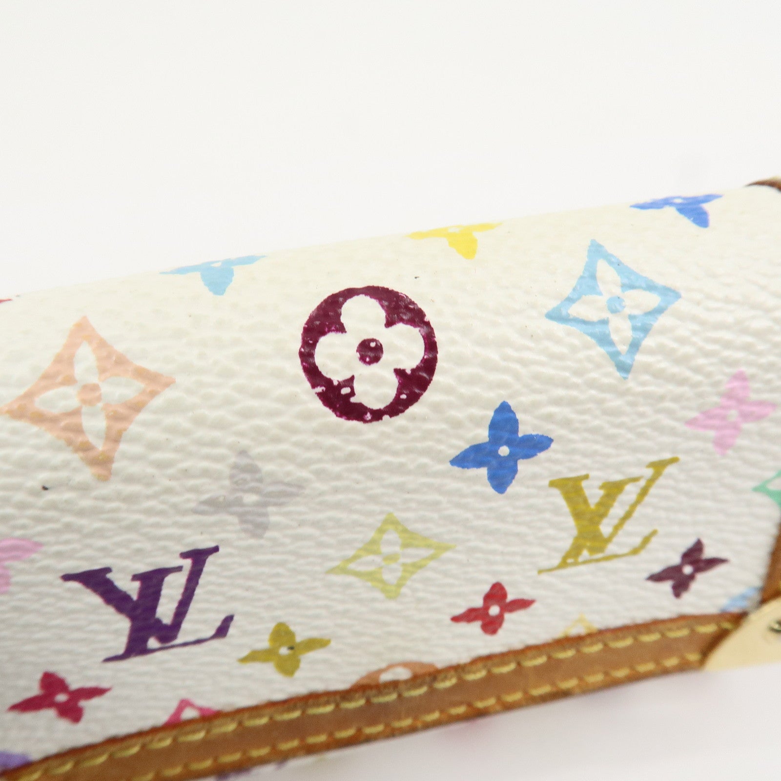 Louis Vuitton Multicolor Porte Monnaie Plat Coin Case Blanc M92657
