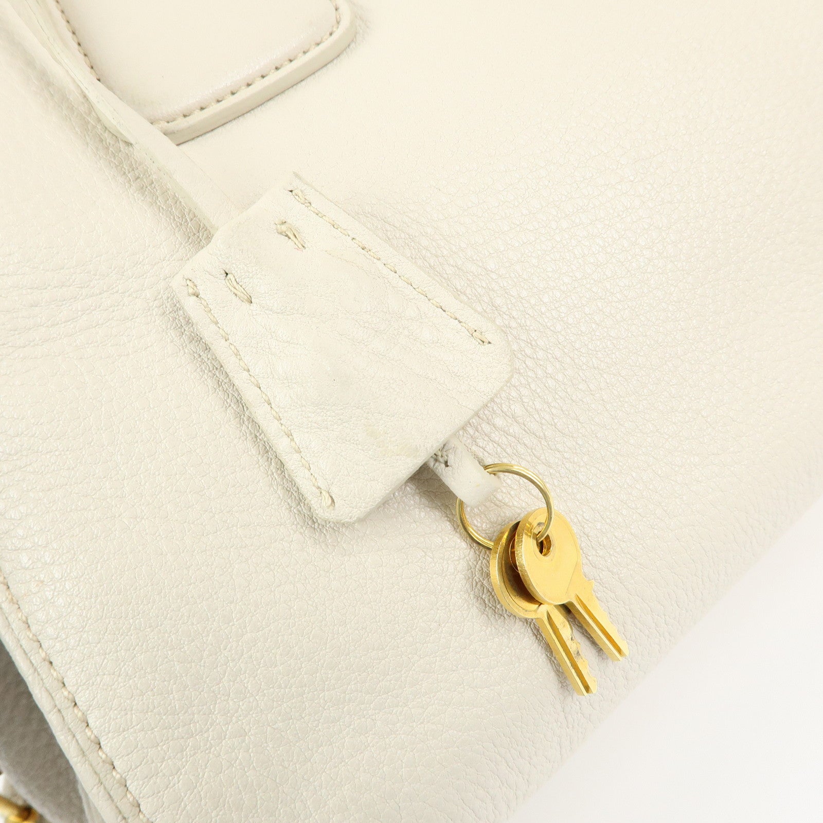 PRADA Vitello Daino Leather Hand Bag Ivory BL0804