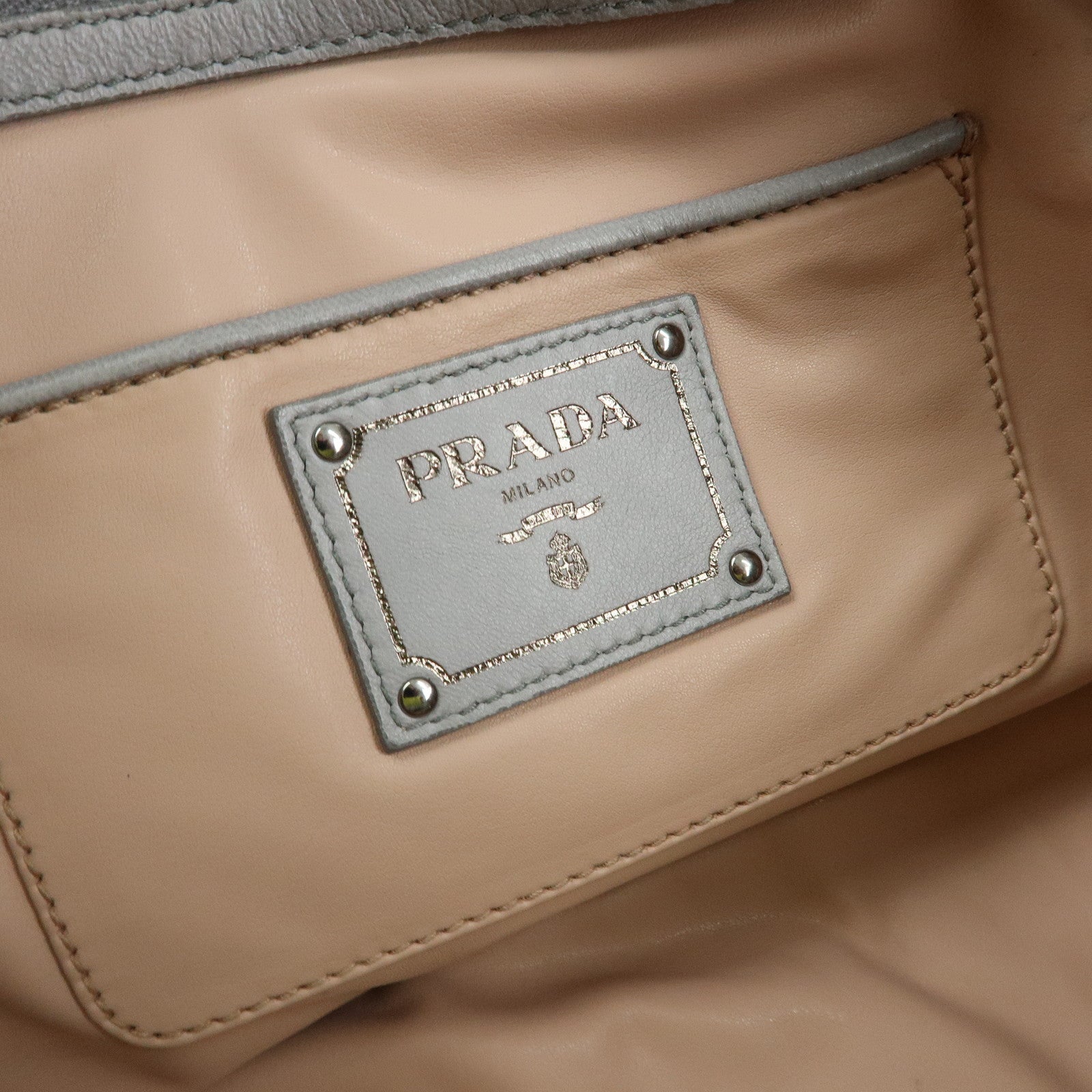 PRADA Canapa Nappa Gaufre Leather Gathered Large Tote Hand Bag