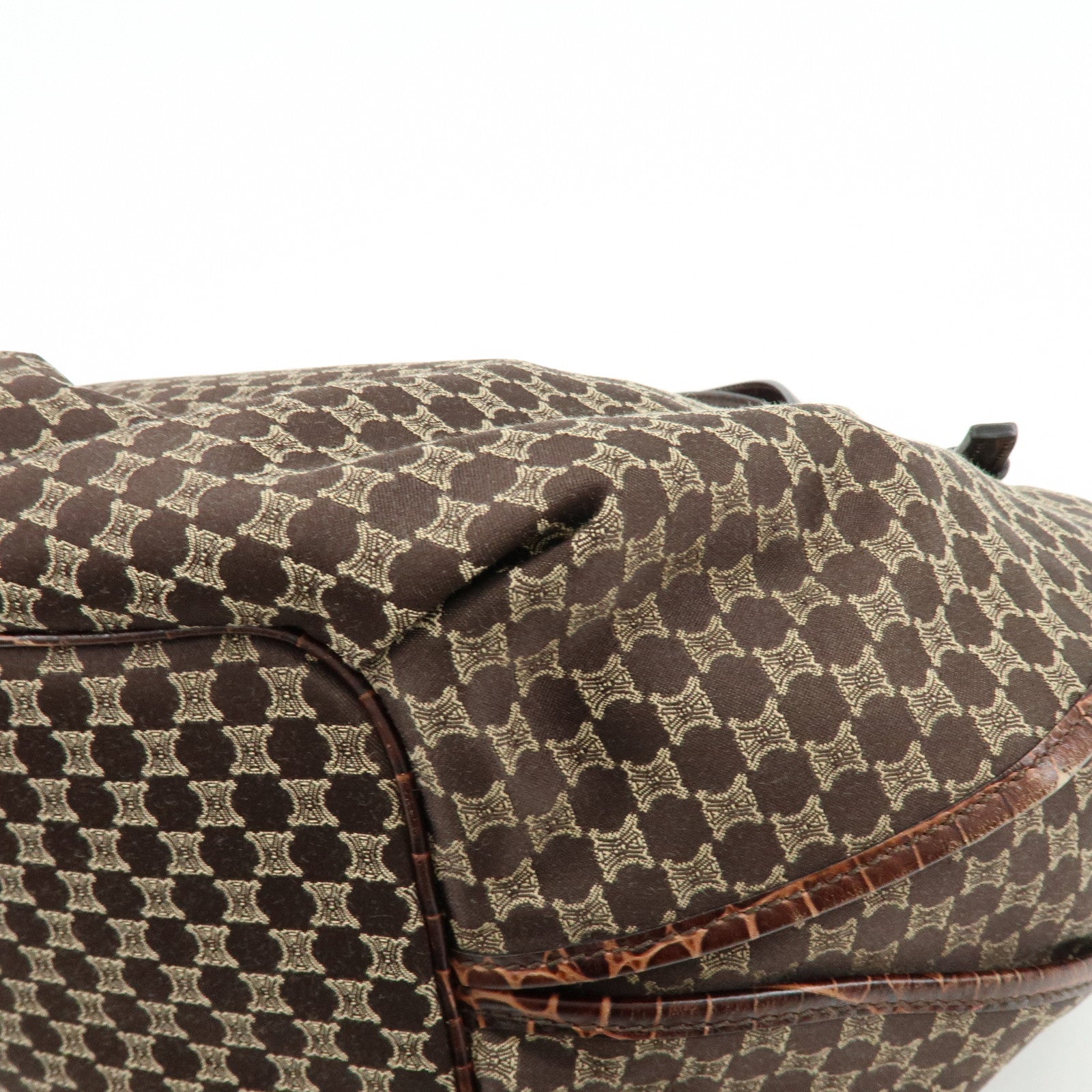 CELINE Macadam Bittersweet Canvas Embossed Leather Shoulder Bag