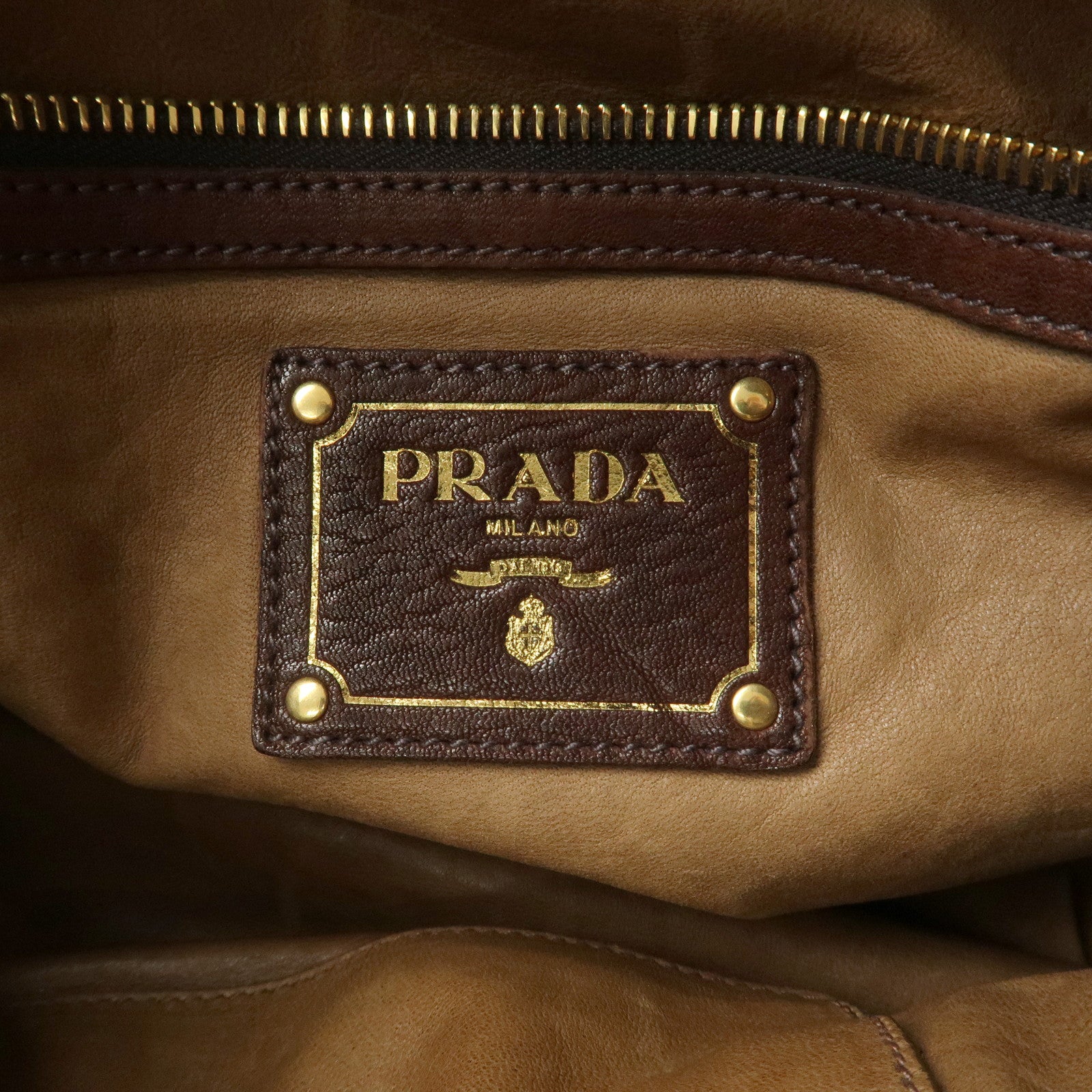 PRADA Logo Leather 2Way Bag Hand Bag Shoulder Bag Brown BN1773