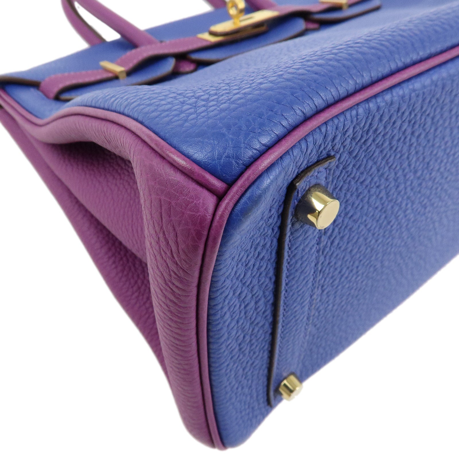 HERMES Birkin 30 Togo Leather Hand Bag HSS D Stamped Blue Anemone
