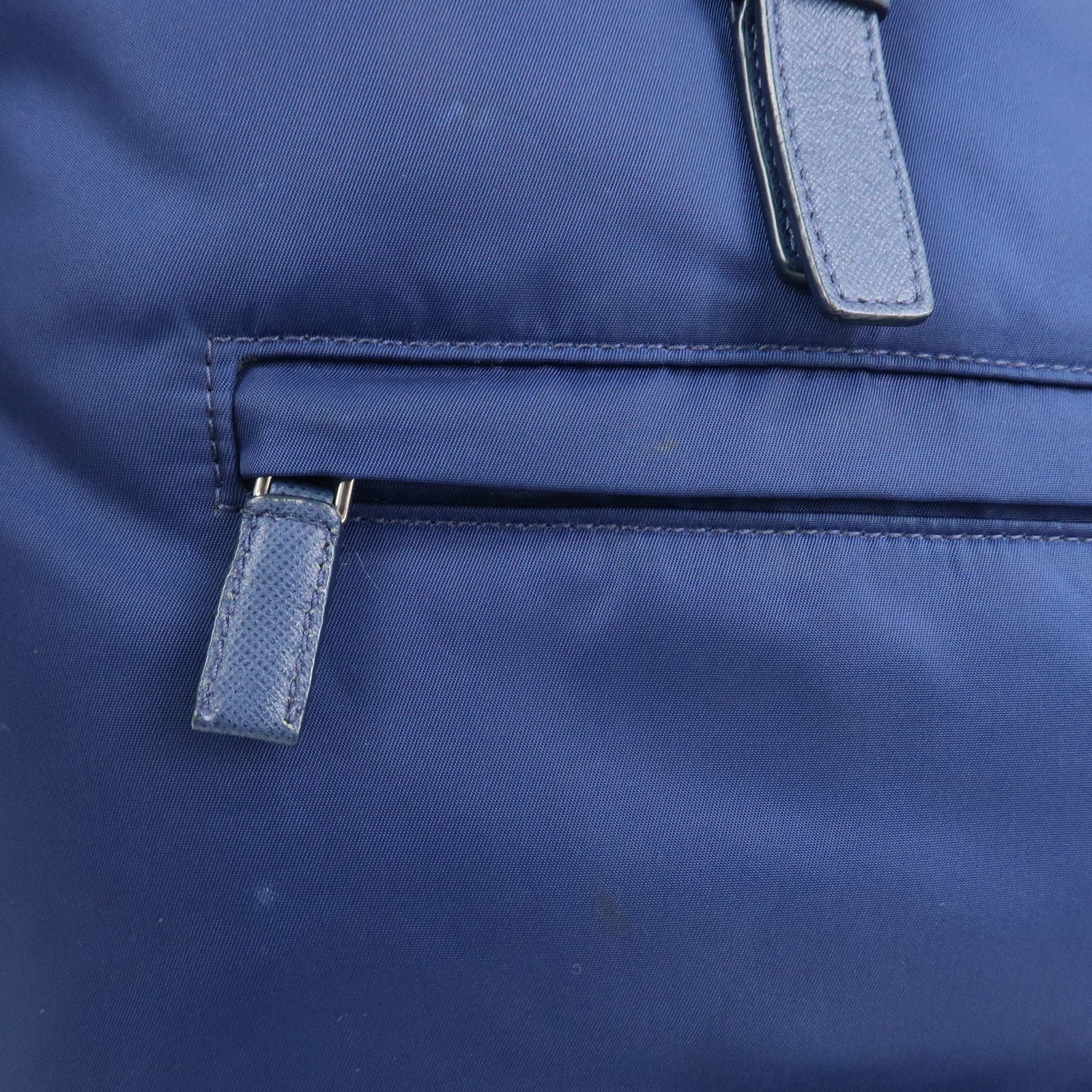PRADA Triangle Logo Nylon Saffiano Leather Backpack Navy BZ0032