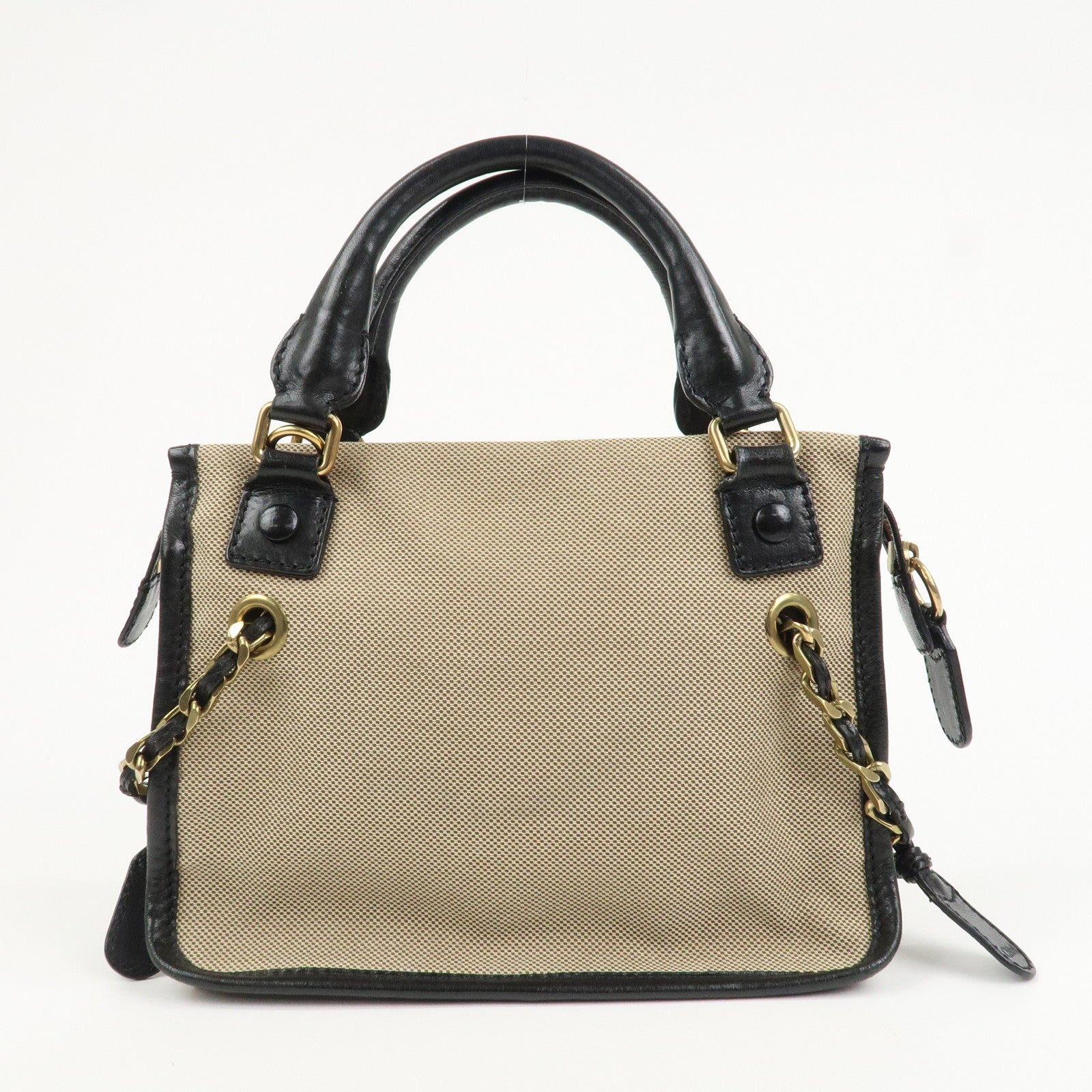 Chloe Harley Canvas Leather 2Way Bag Hand Bag Shoulder Bag Black