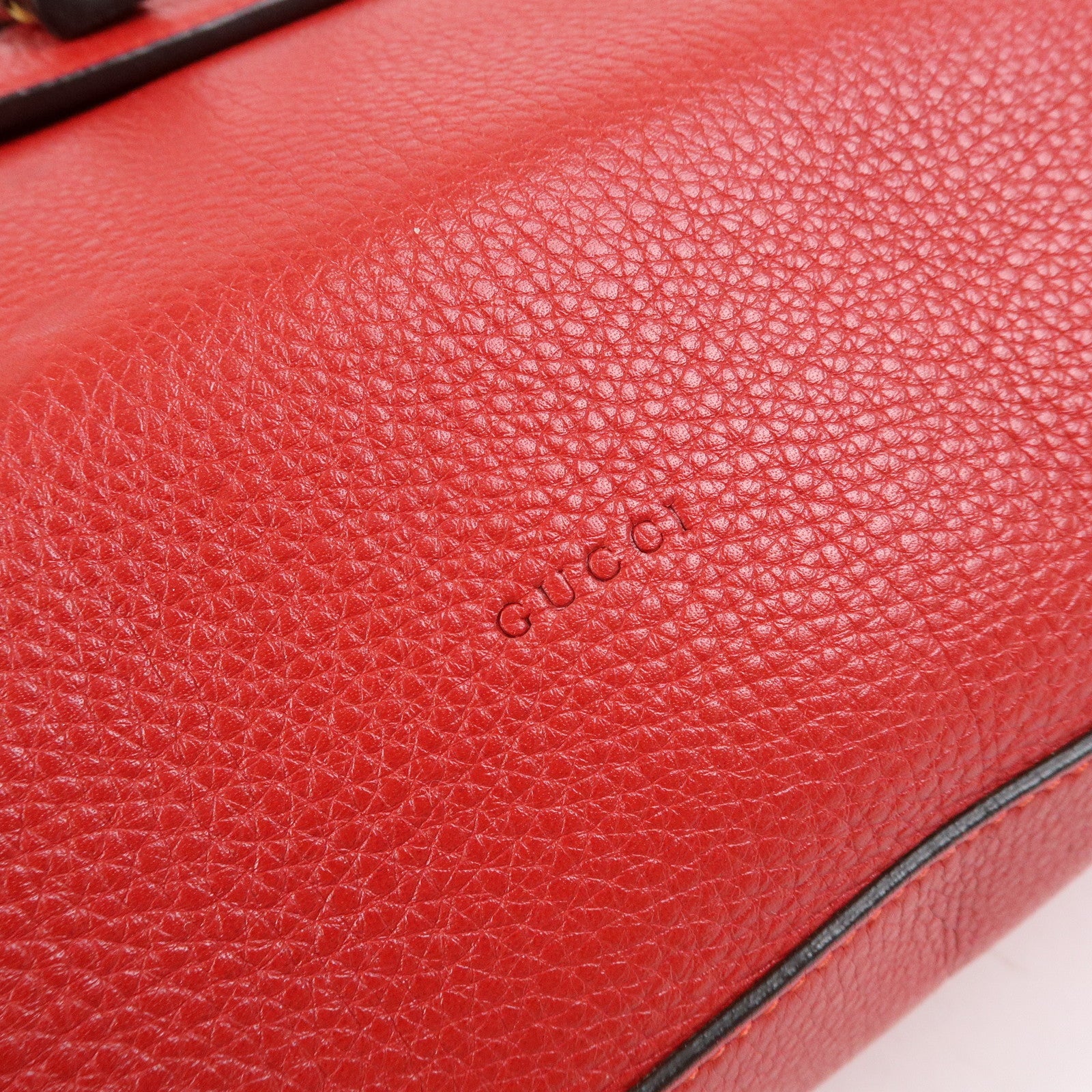 GUCCI Bamboo Leather 2Way Bag Hand Bag Shoulder Bag Red 370830