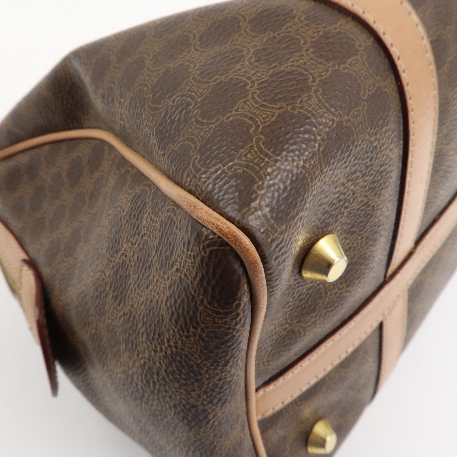 CELINE Macadam PVC Leather Boston Bag Hand Bag Brown