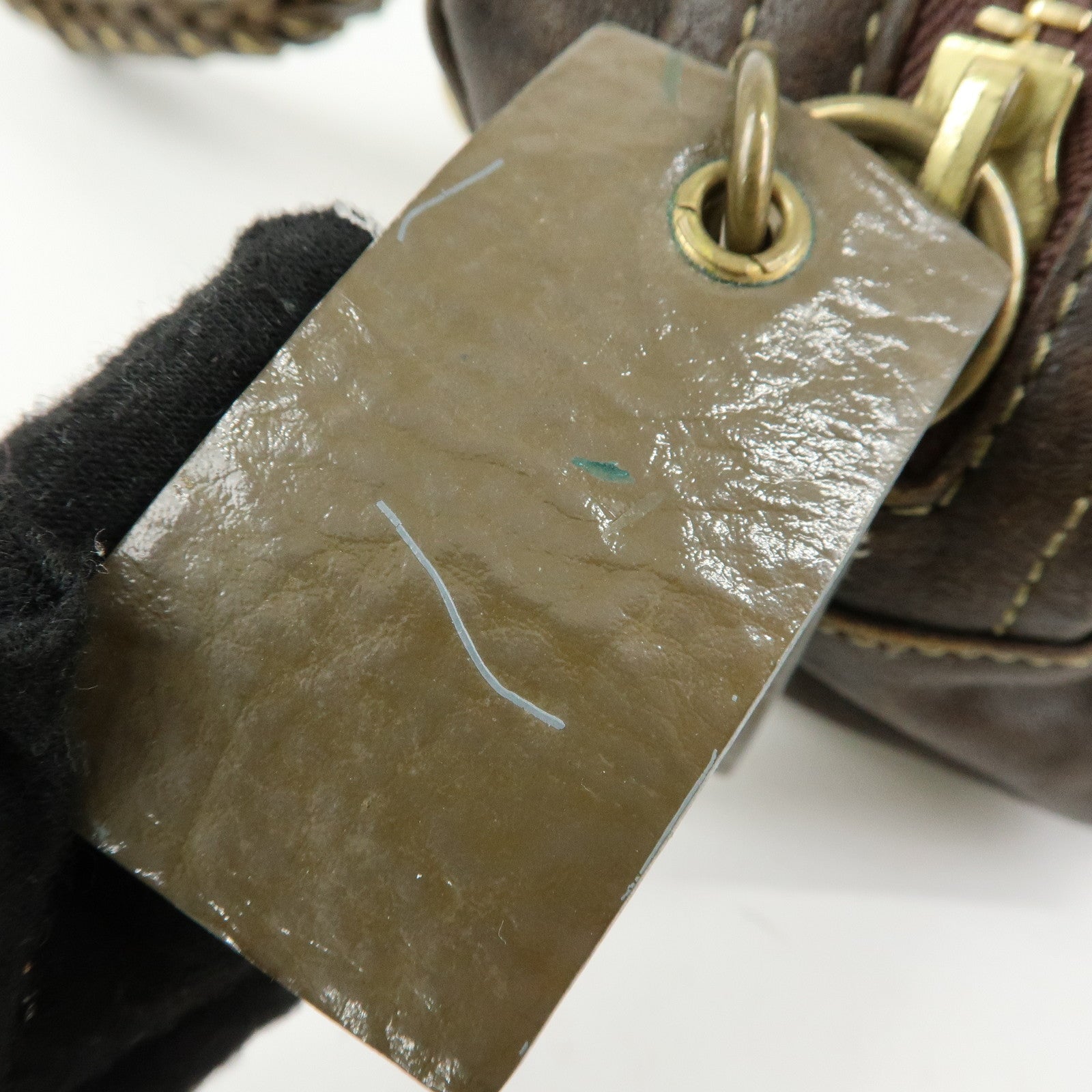 Chloe Leather Shoulder Bag Mini Boston Bag Brown