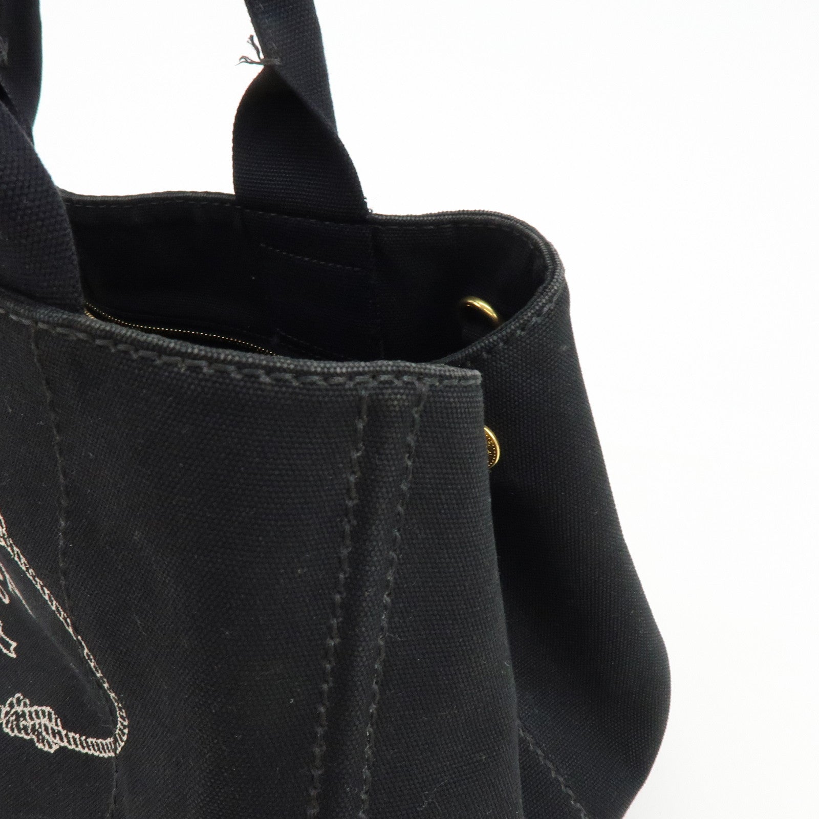 PRADA Logo Canapa Canvas 2Way Bag Tote Bag Hand Bag Black B1877G