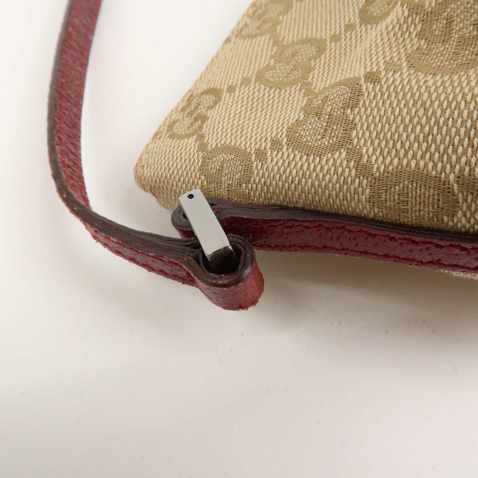 GUCCI Boat Bag GG Canvas Leather Shoulder Bag Beige Pink 07198