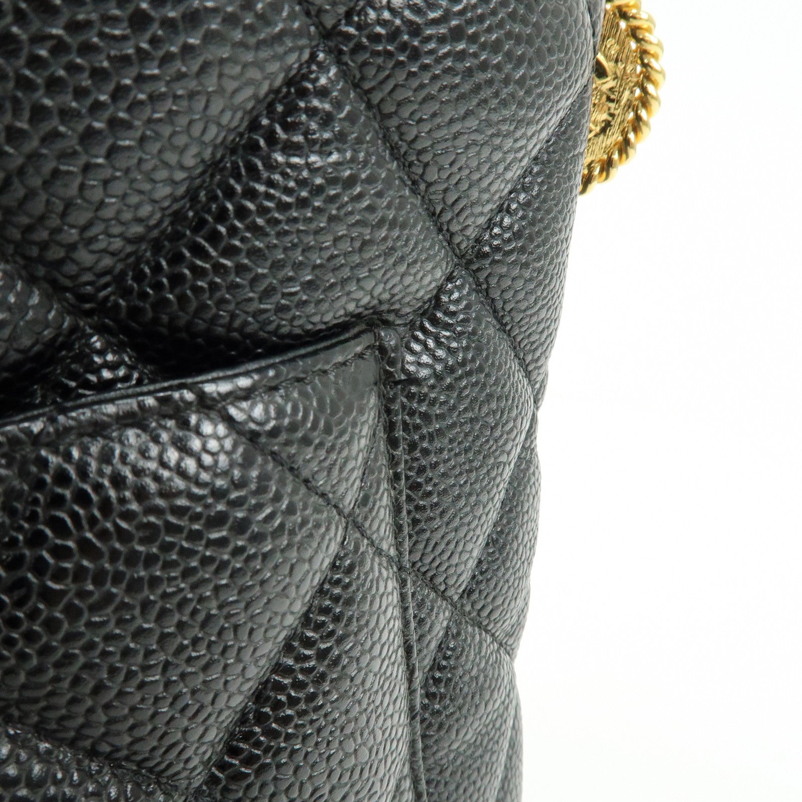 CHANEL Matelasse COCO Mark Medallion Caviar Skin Tote Bag A01804