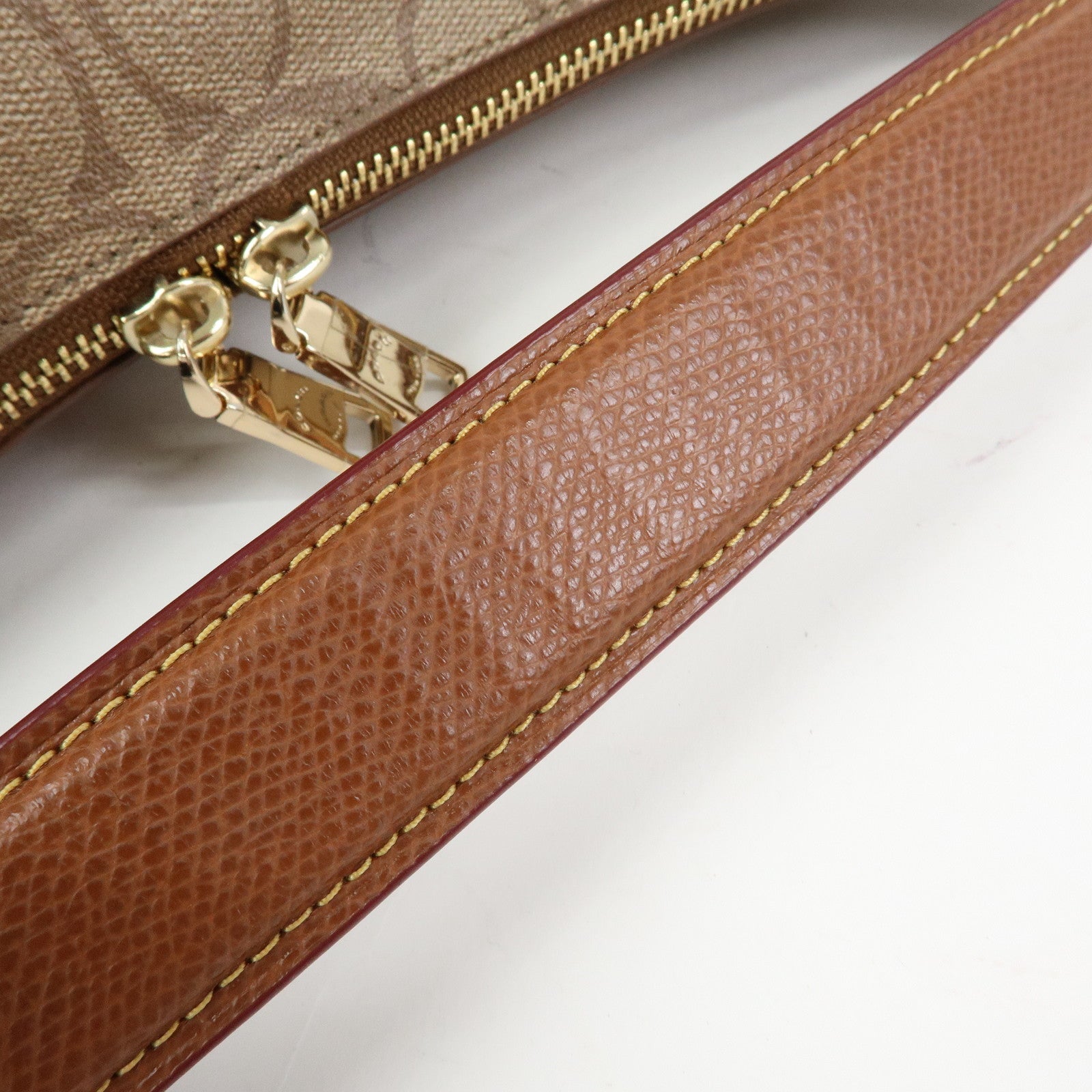 COACH Signature PVC Leather 2Way Shoulder Bag Hand Bag Brown