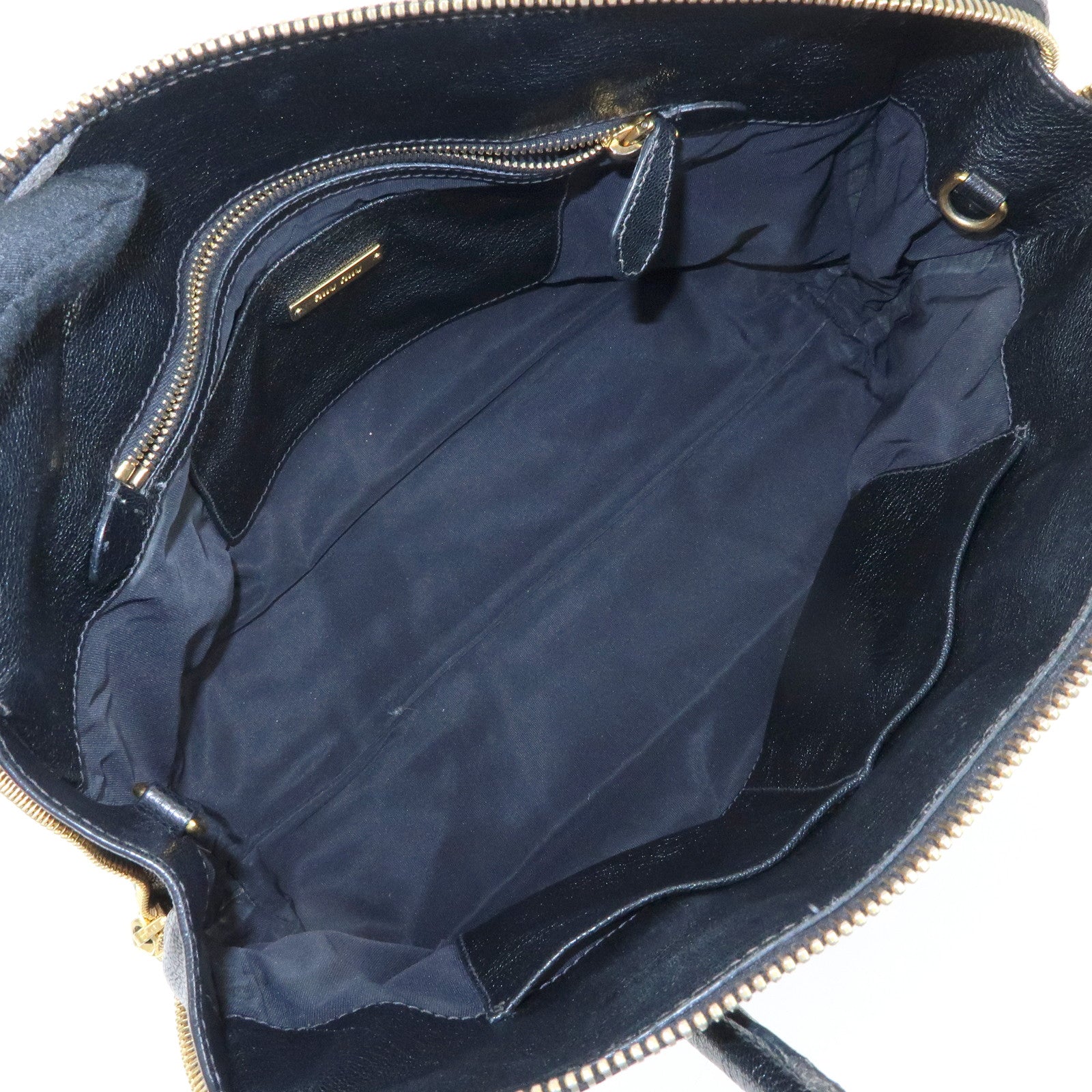 MIU MIU Madras Leather 2WAY Bag Hand Bag Shoulder Bag Black RN1016