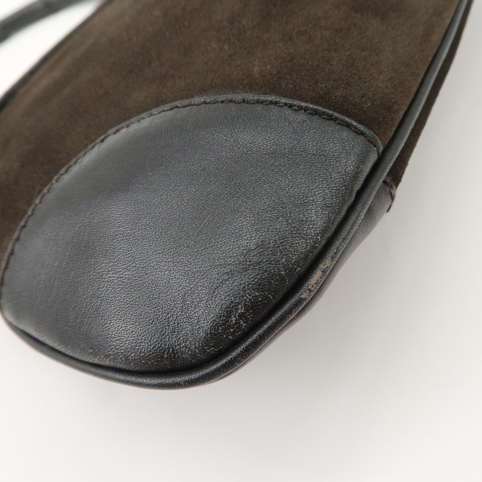 GUCCI Bamboo Leather Shoulder Bag Black Gold HDW 001.4096 Used