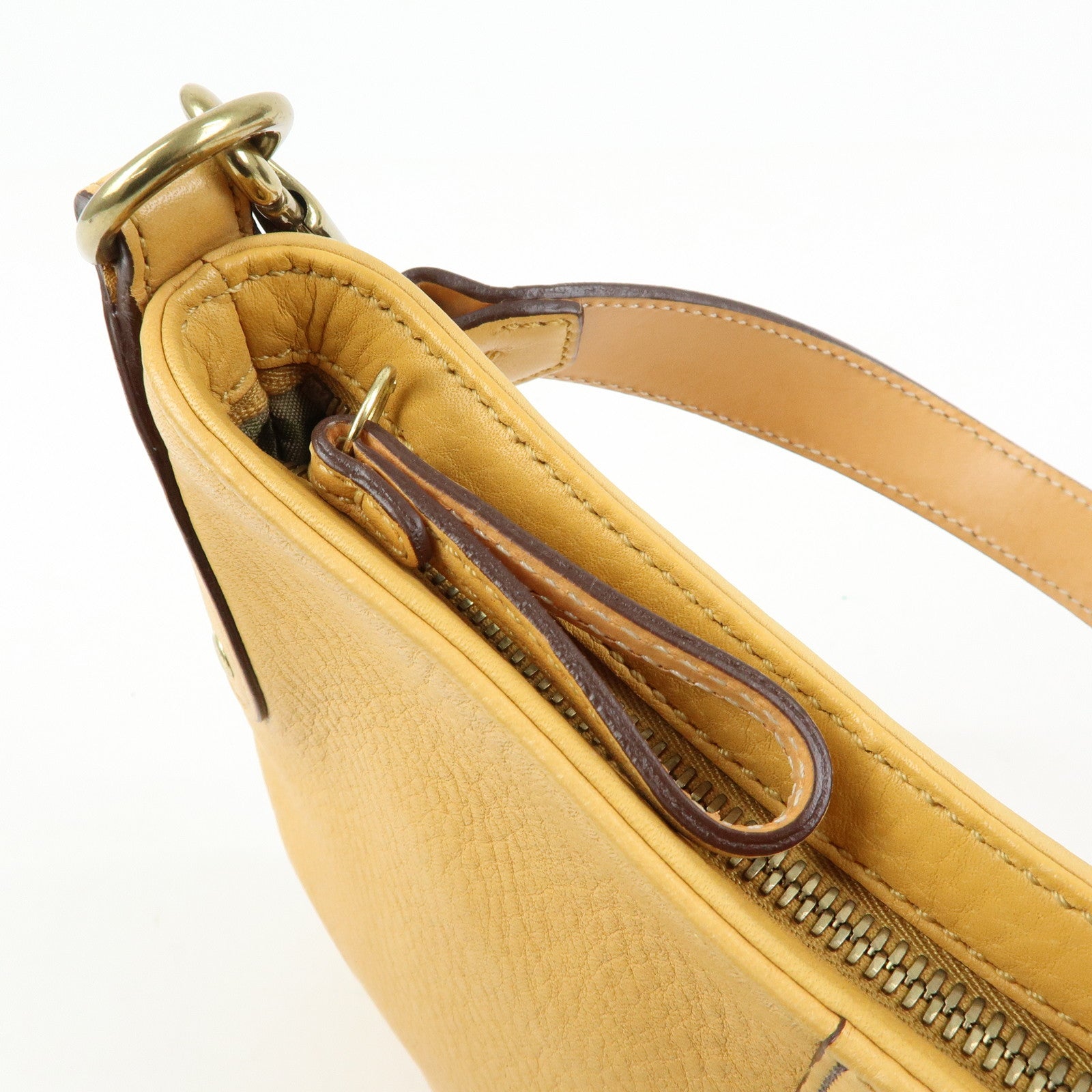 COACH Ergo Set of 2 Leather Shoulder Hand Bag Brown Beige Yellow