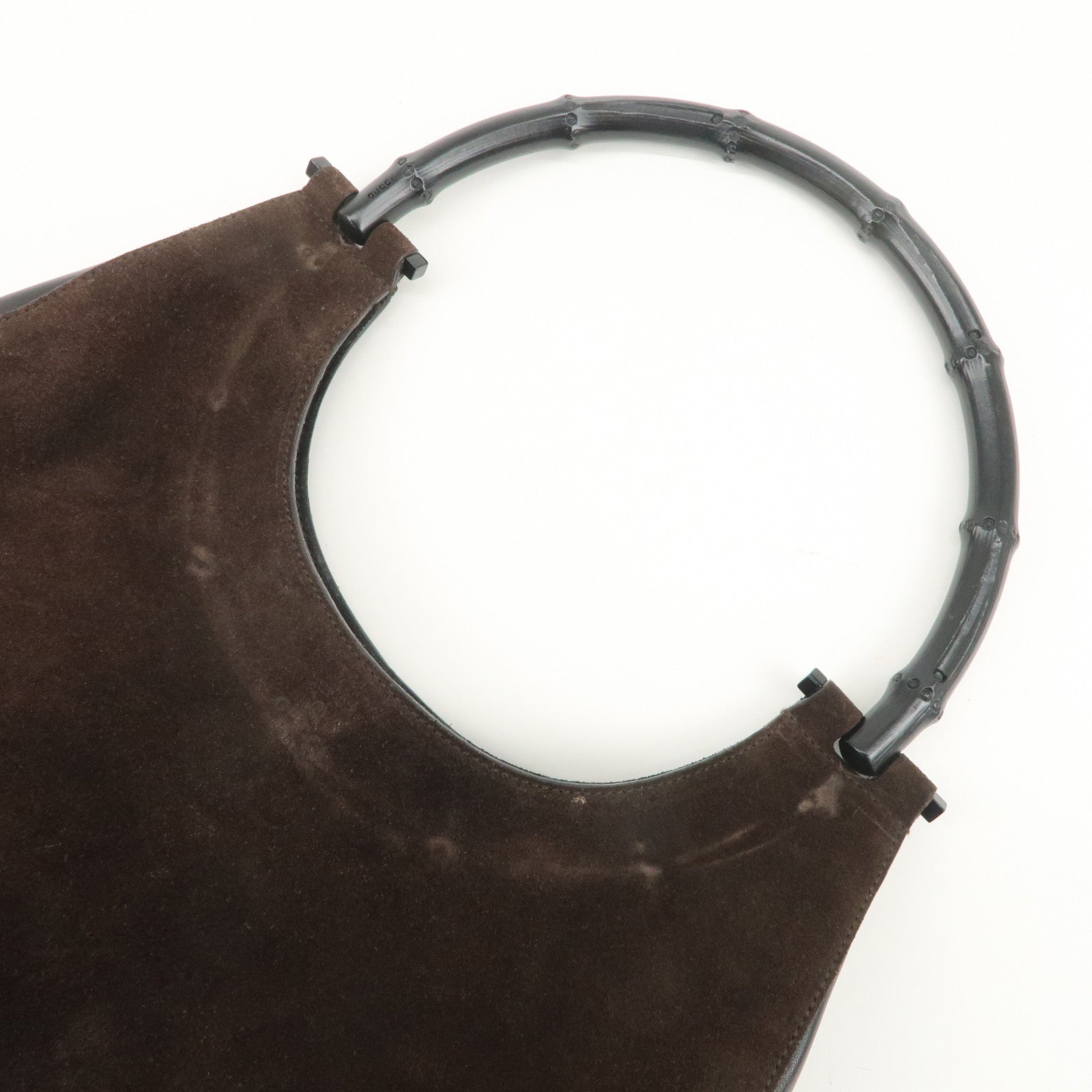 GUCCI Bamboo Suede Leather Shoulder Bag Hand Bag Brown 001 3739